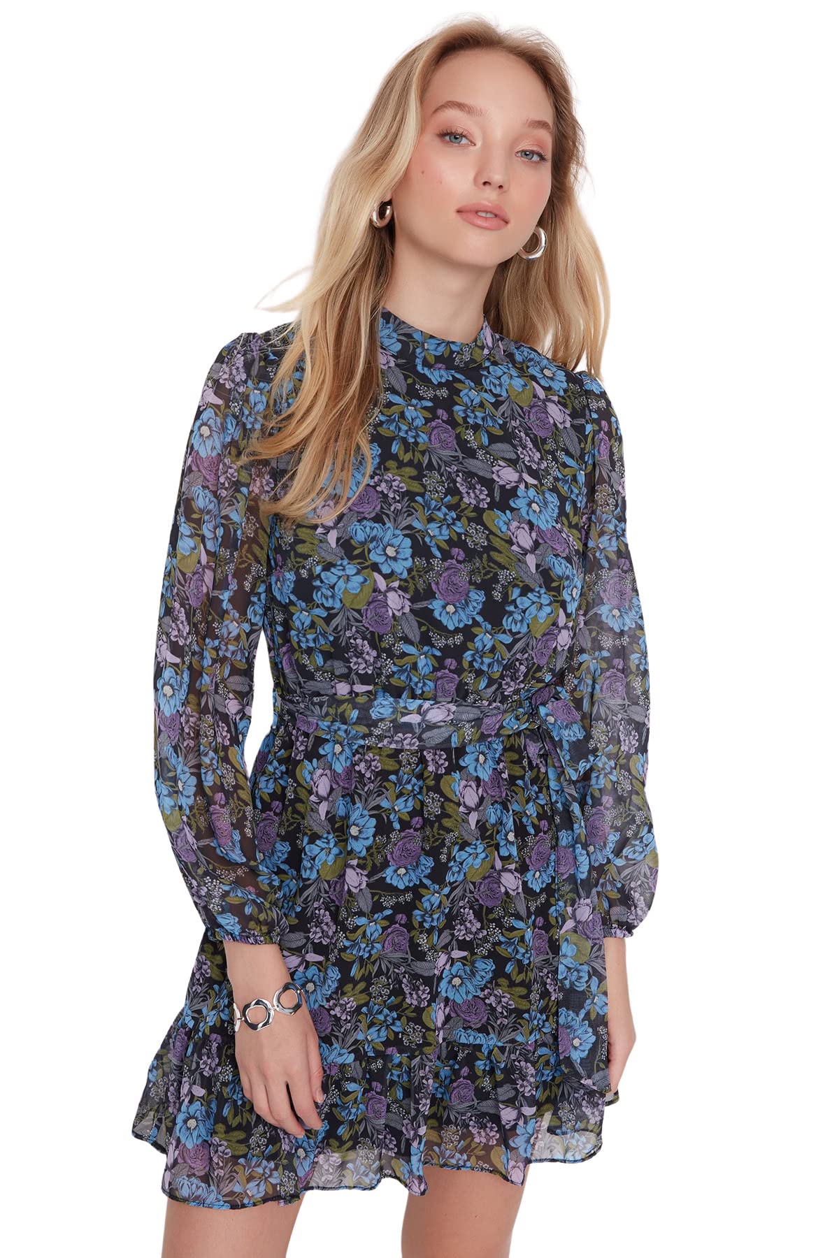 Trendyol Women Mini Skater Regular Woven Dress Multicolor