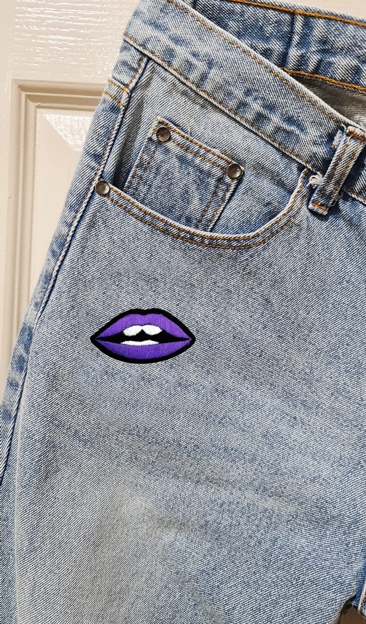 Purple Lips Patches Embroidered Appliques Symbol Badge Clothes Jeans T-Shirt Hat Backpacks for Men Women Boys Girls