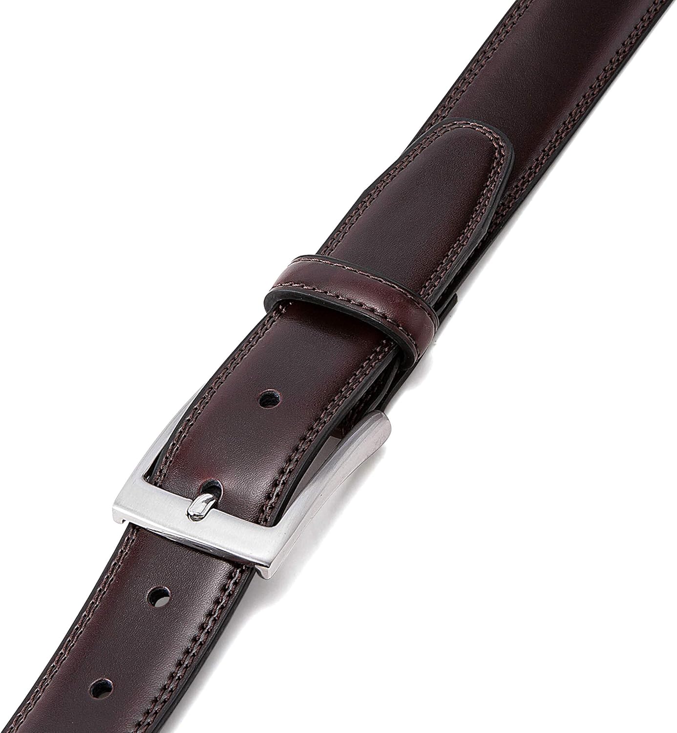 MILORDE Men's Genuine Leather Dress Belt, Handmade, 100% Cow Leather, Fashion & Classic Designs for Work Business and Casual 30(Fits Waist 28"-29") Mahogany image 4 of 6 B07LG7NYQL