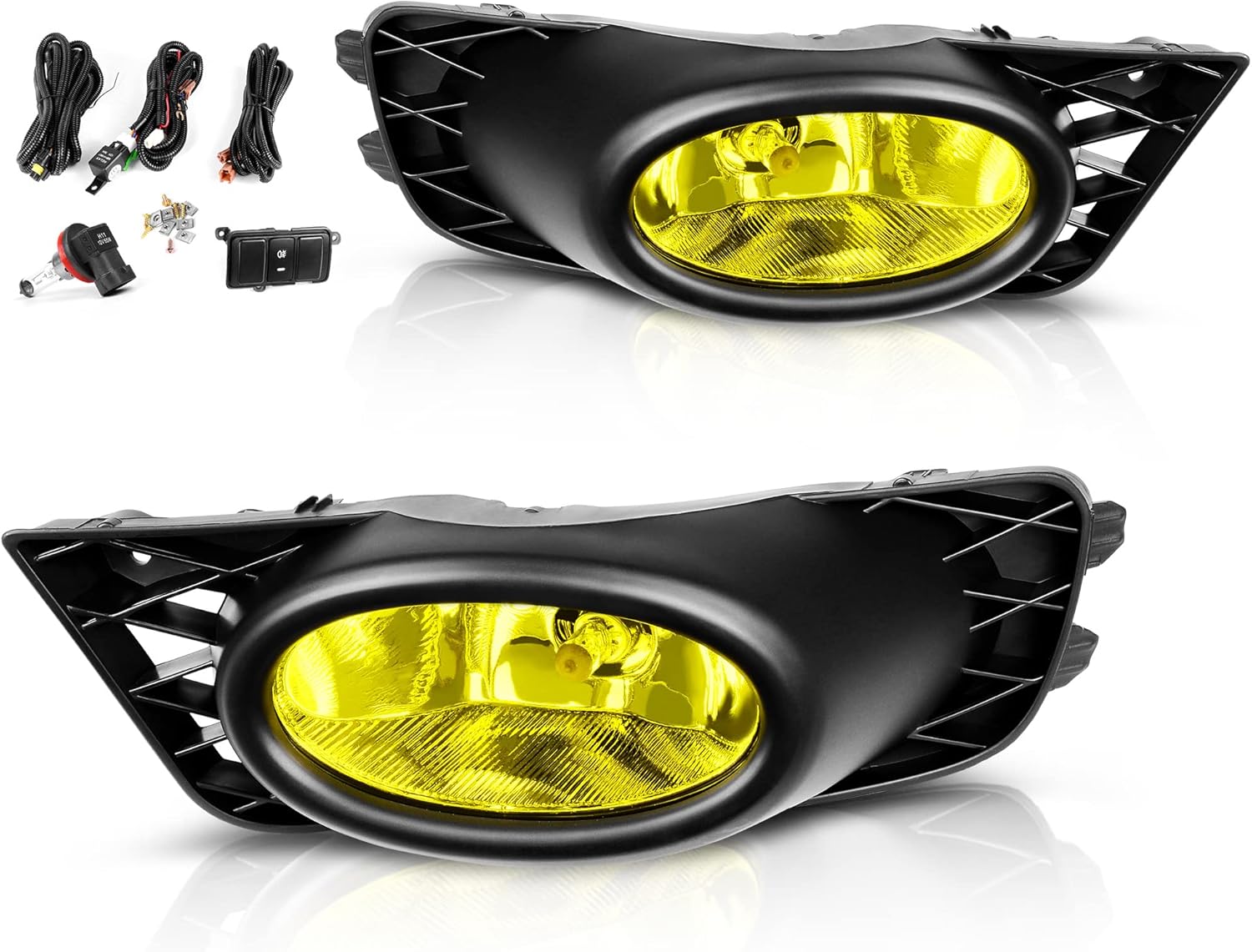 New Deal AUTOSAVER88 Fog Lights Compatible with 2009 2010 2011 Civic Sedan 09-11 Fog Light Replacement ,with 12V 55W H11 Bulbs ,Wiring Harness and Switch Yellow Lens