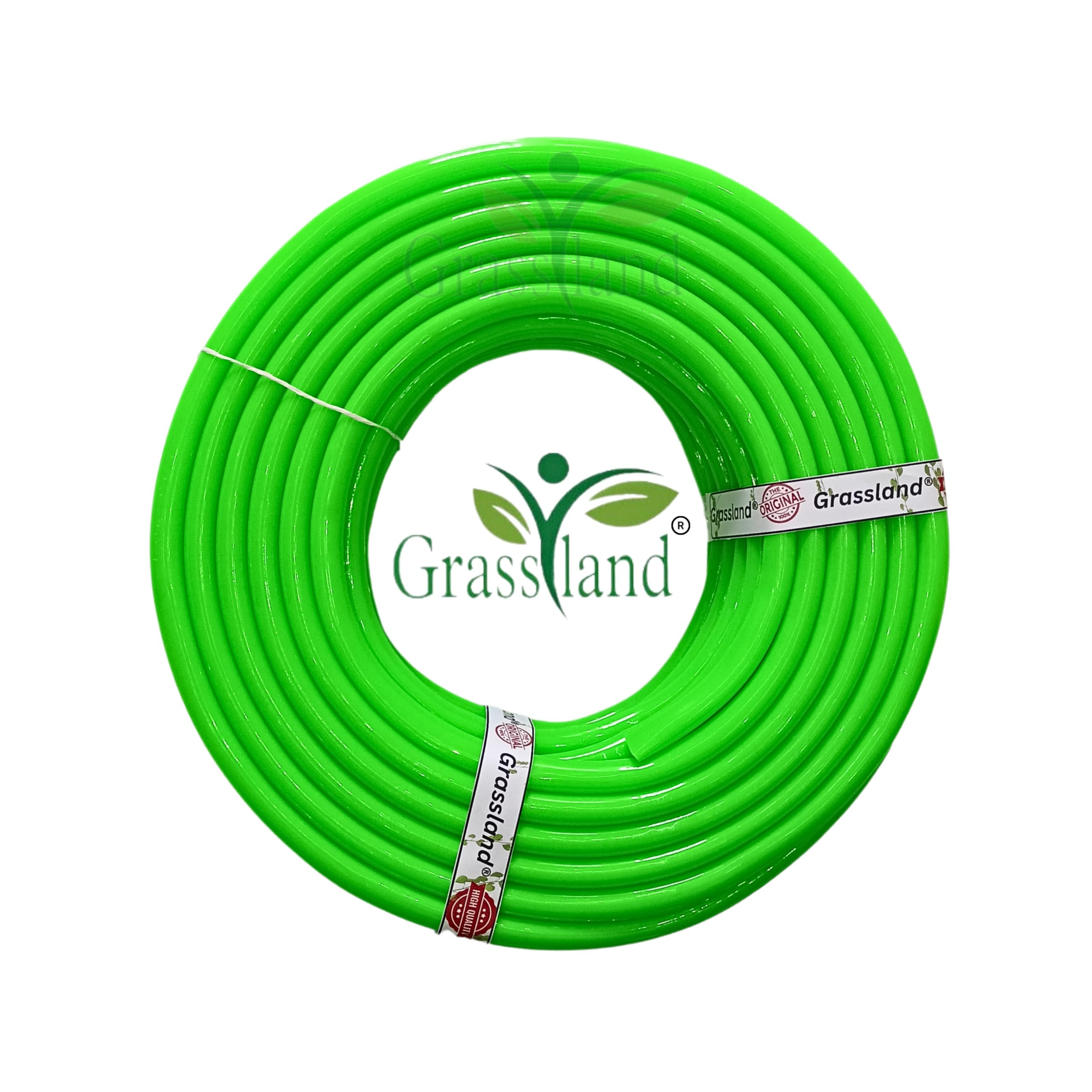 Grassland®- PVC Green Water Pipe | Lightweight, Durable & Flexible| Hose with Accessories Connector & Clamps| Watering Garden, Cleaning, Outdoor-Indoor Use (20 Meter (65.91 Feet))