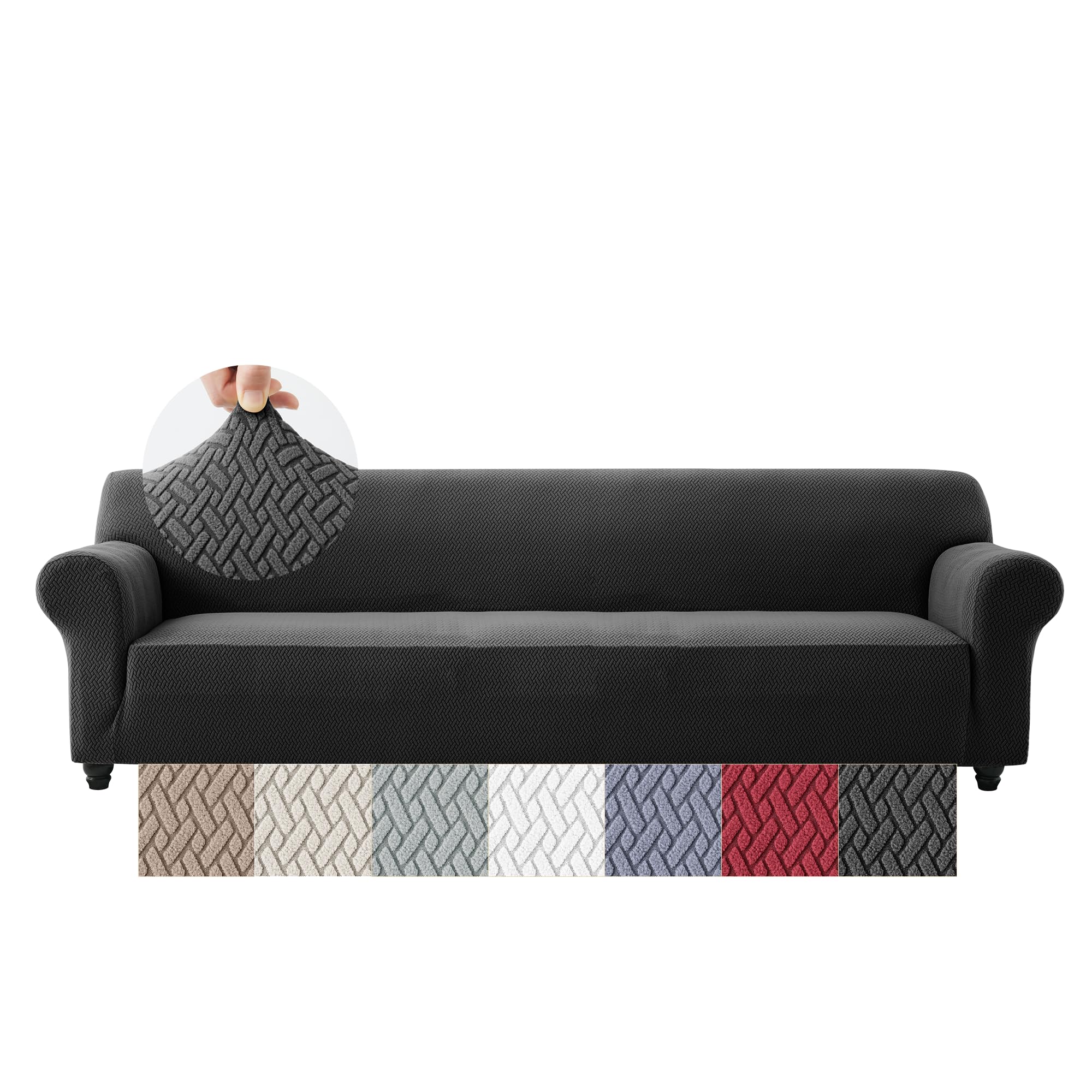 Moonlight Bedding Black High Stretch Sofa Cover 4 Seater – Spandex Elastic Fit Sofa Slipcovers, Soft Washable Furniture Protector For Pets/Kids/Dogs, Non Slip Couch Covers (Fits 92"–118")