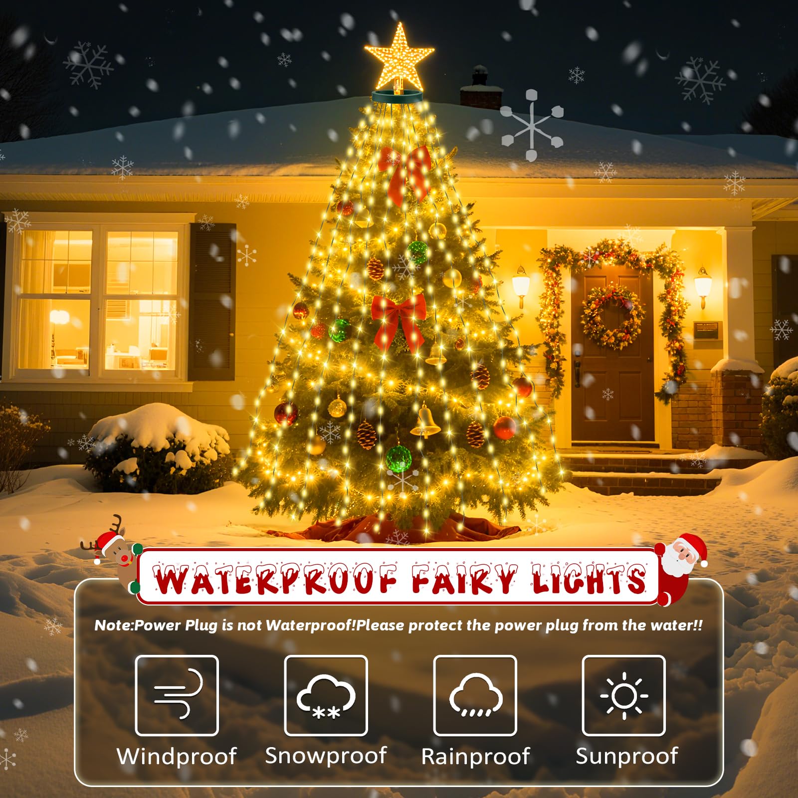 Lincentra Christmas Tree Lights,3m*16 Lines 480 LED Christmas String Lights with 8 Light Modes,Warm White Fairy Lights Mains Powered - Image 3