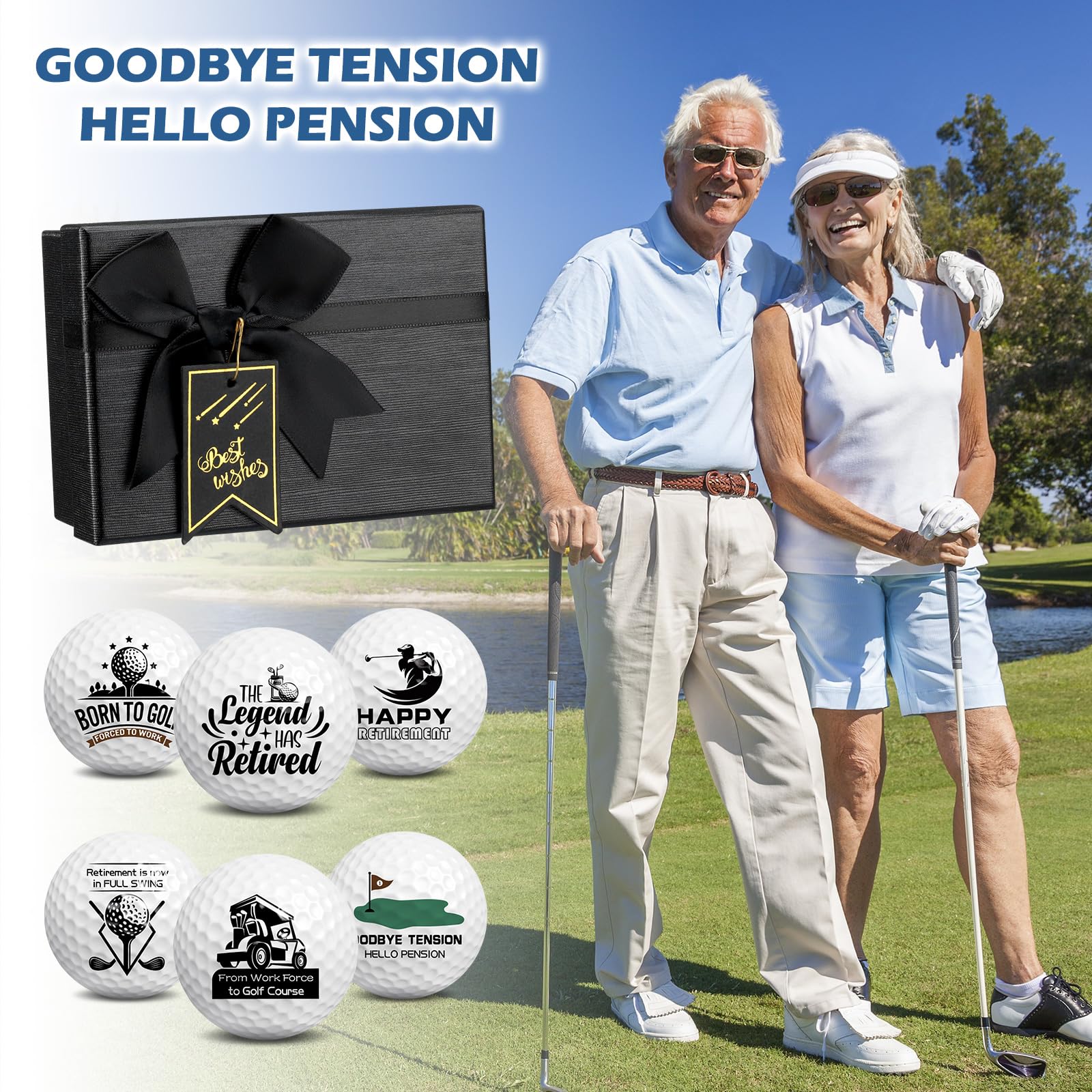 Arrowbash Retirement Golf Balls with Tees and Gift Box Funny Retirement Gifts for Dad Coworkers Golfers Husband
