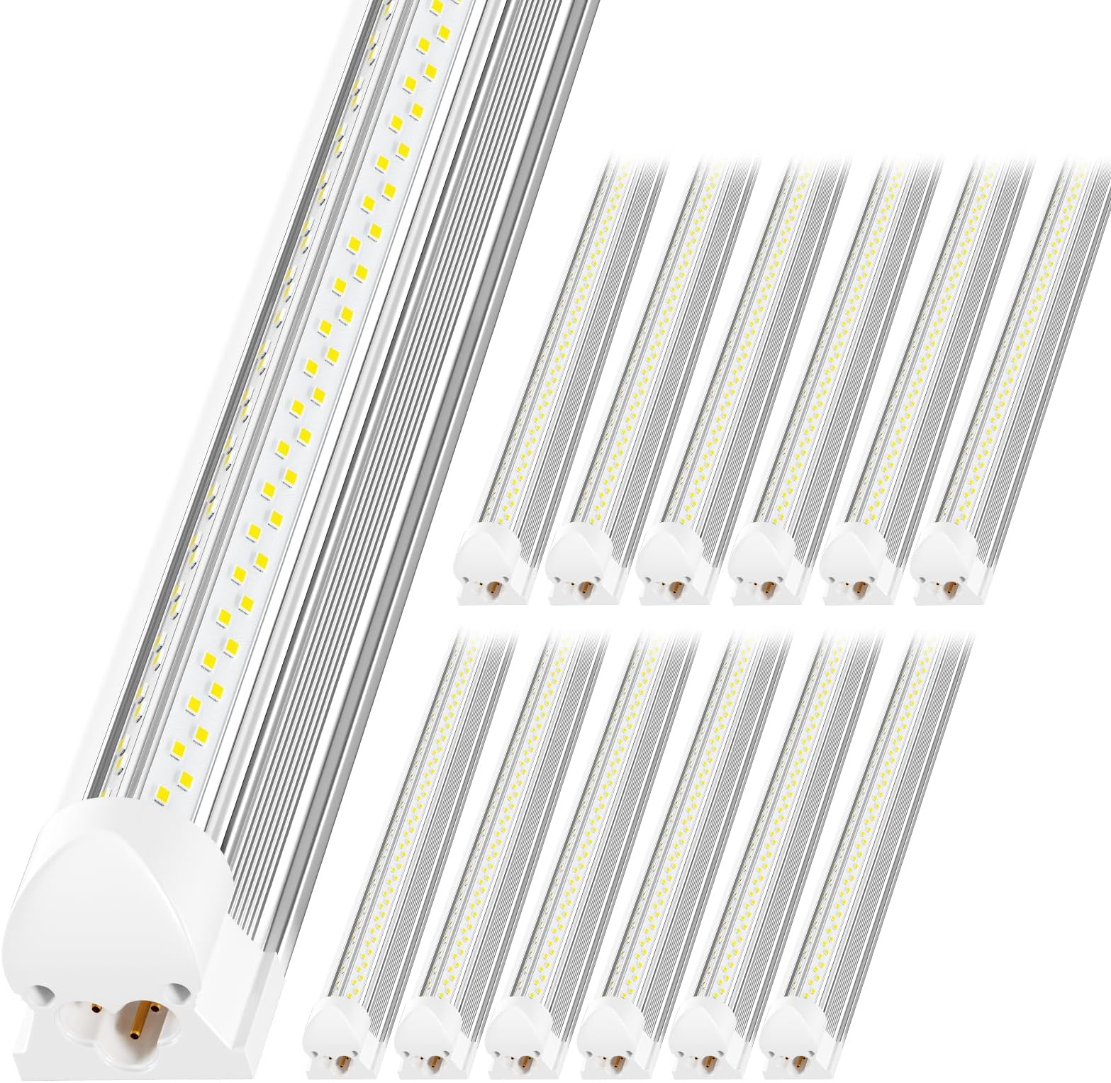 LED Shop Light 4FT, 6000K 50W 7500LM, Linkable Utility Ceiling Light Fixture, 4 Foot T8 Integrated LED Tube Lights, V Shape High Output, Linkable with On/Off Switch (12 Pack)