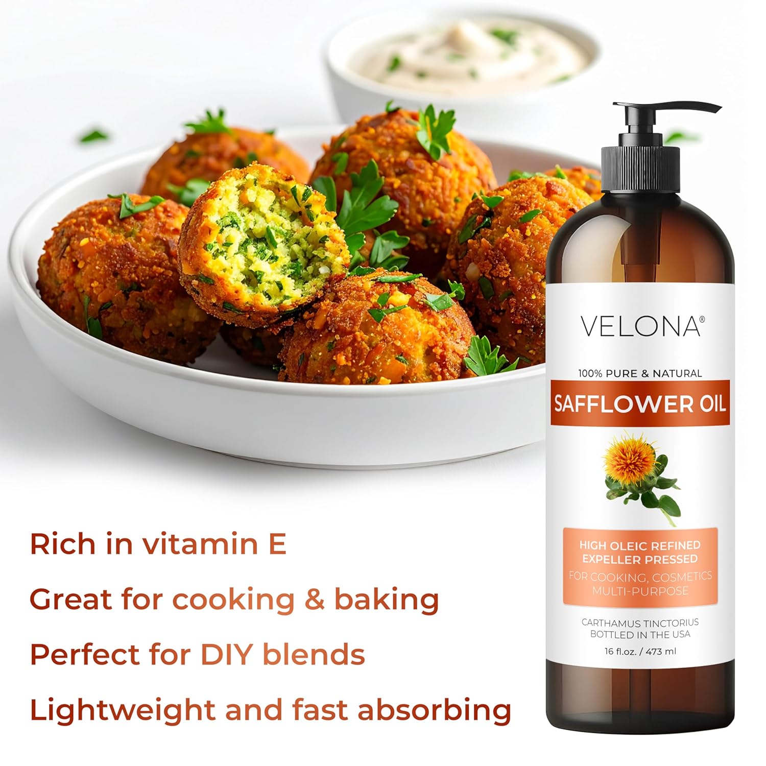 velona Safflower Oil 64 fl oz | 100% Pure and Natural Carrier Oil | Refined, Expeller Pressed | Cooking, Skin, Hair, Body & Face Moisturizing | Use Today - Enjoy Results - Image 4