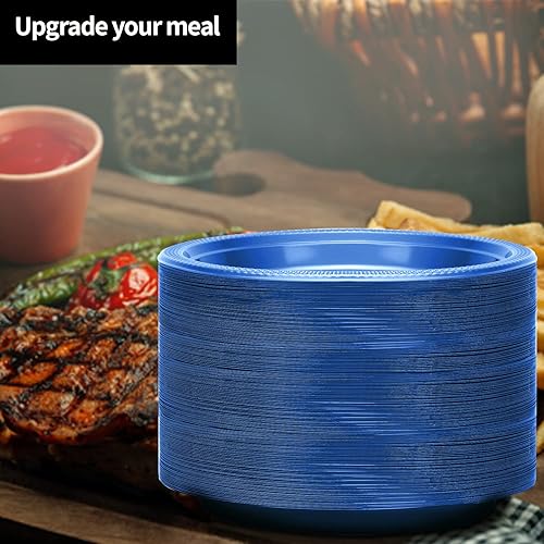 Miniatura 4 de Platos de plástico azul de 9 pulgadas  50 unidades  Platos redondos de plástico sólido para fiestas, bodas, barbacoas, platos de cumpleaños  Platos