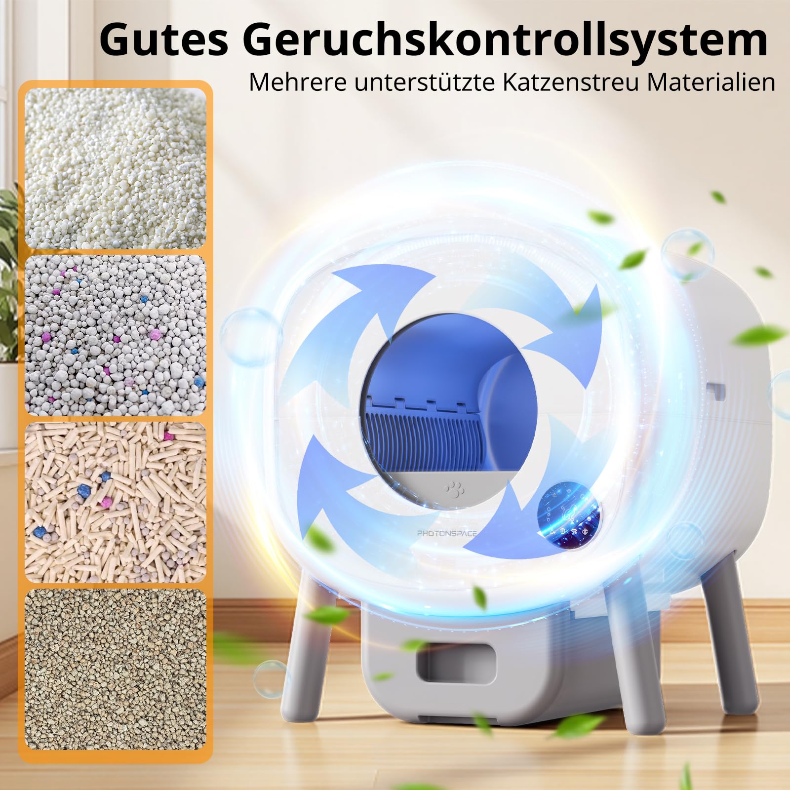 Selbstreinigende Katzentoilette XXL 95L – Automatische elektrische Katzenbox mit App-Steuerung – Große Kapazität – Inkl. Katzenstreumatte & 3 Rollen Auffangbeutel