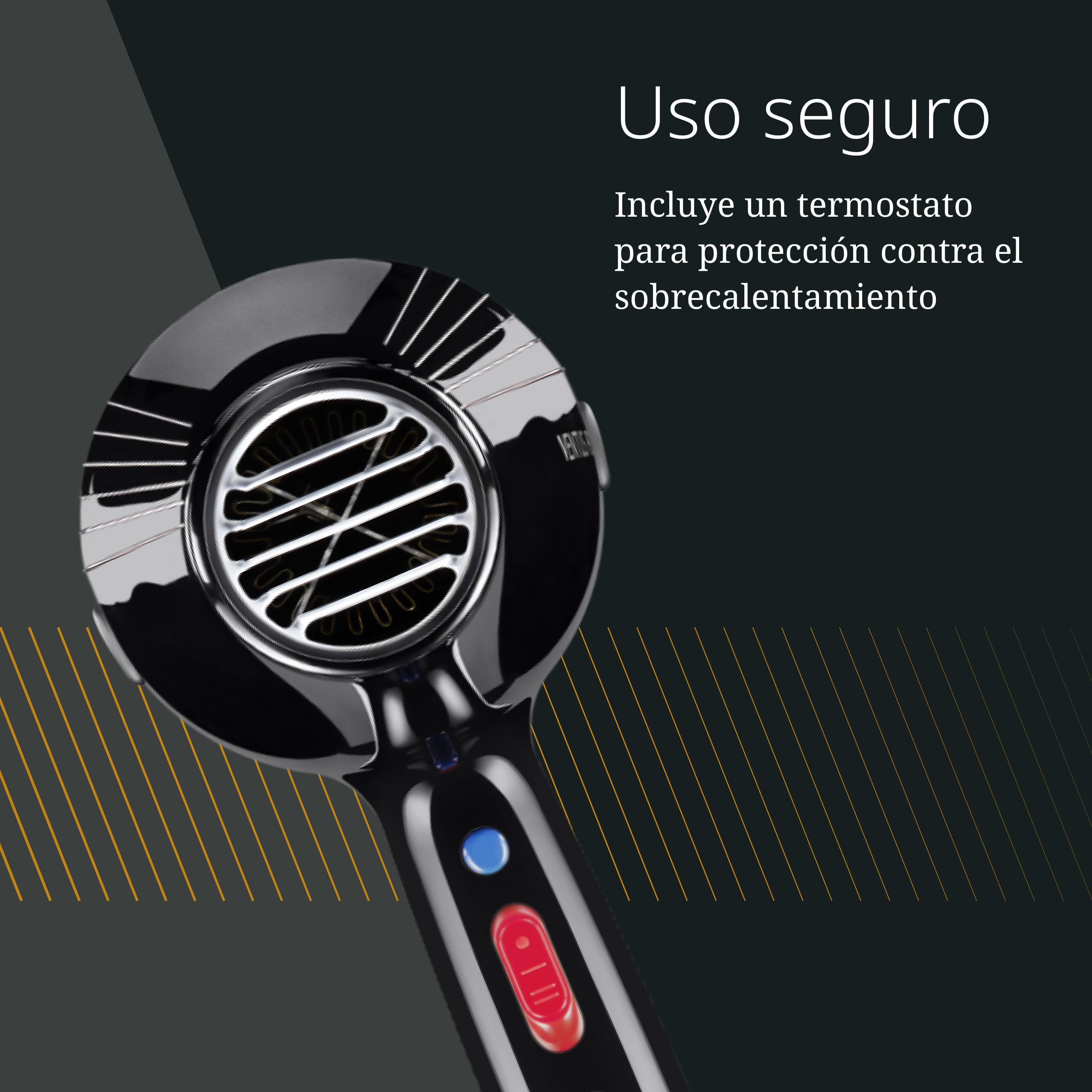 Moser Ventus Pro, Secador de Pelo Compacto Profesional, 2200 W | Secador 2200 W, Motor de CA, Cerámica-Turmalina, 2 Velocidades y 3 Niveles de Calor, Compacto 515 g, 2 Boquillas