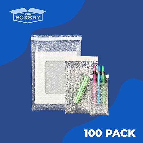 Miniatura 4 de The Boxery Bolsas transparentes de burbujas autosellantes de 6 x 8.5 pulgadas, paquete de 100 bolsas de burbujas para embalar, almacenar, mover y
