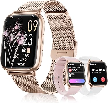 Smartwatch for Women, 1.83 Fitness Watch with Blood Pressure, Calls/Messages, Female Cycle Tracking, Heart Rate & Sleep Monitor, IP68 Waterproof for Android & iPhone Rose Gold