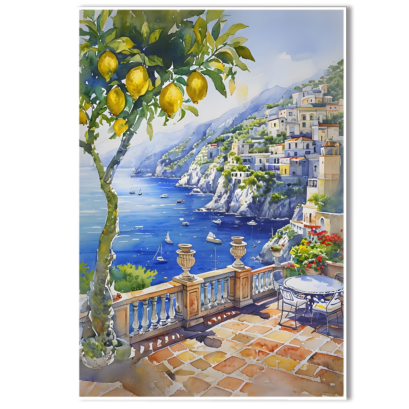 Watercolor lemon wall painting Amalfi lemon living room wall lemon tree decoration Amalfi lemon wall hanging poster home bedroom living room wall
