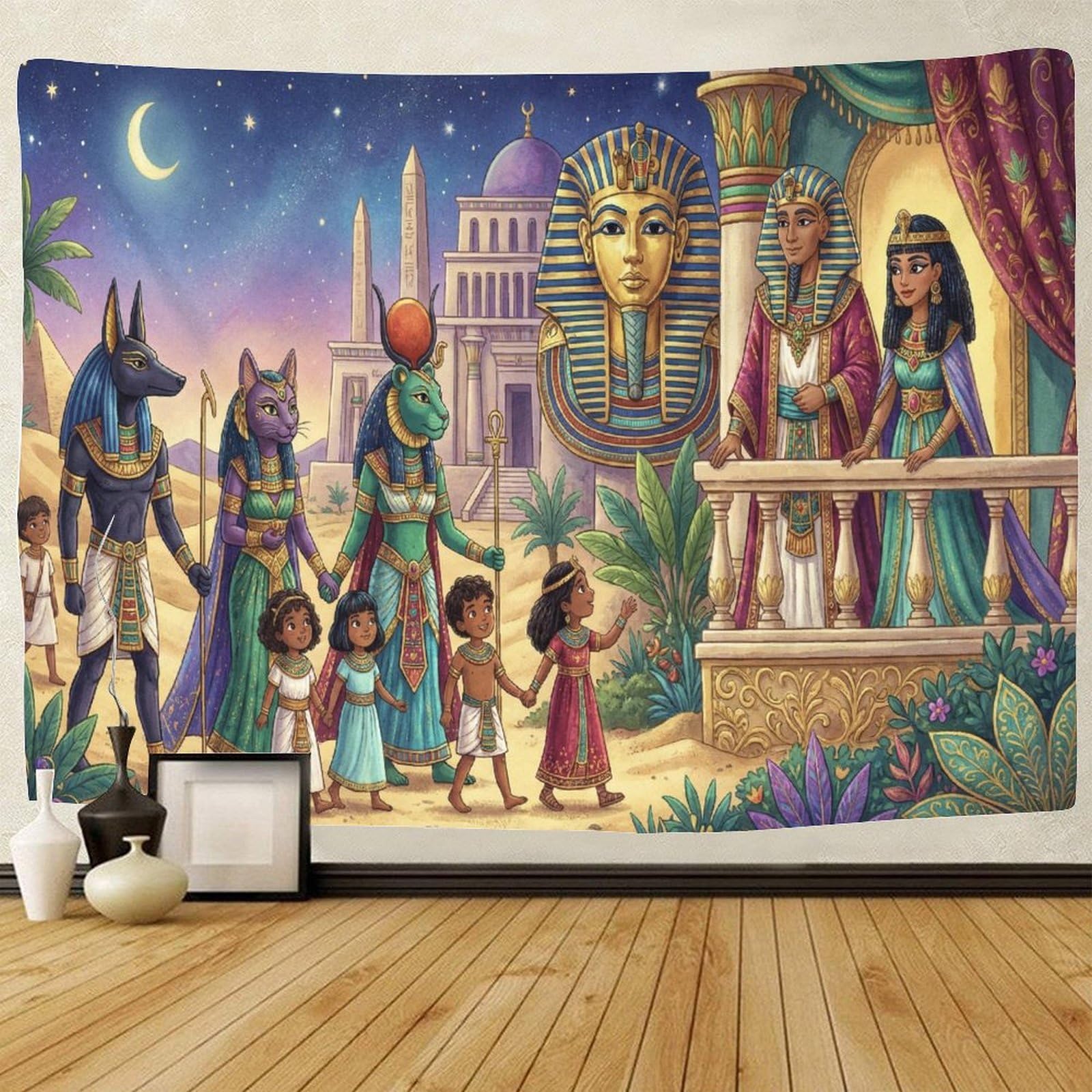 GPMNBCXZK Egyptian Anubis 3D Printed Wall Art Bastet Decoration for Home Bedroom Living Room Wall Tapestry 150cmx200cm