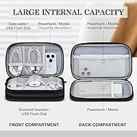 Vista 3 de FYY Organizador para cosas electrónicas, para viajes, para cables, cargadores, celular y auriculares, estuche portátil, impermeable, doble capa