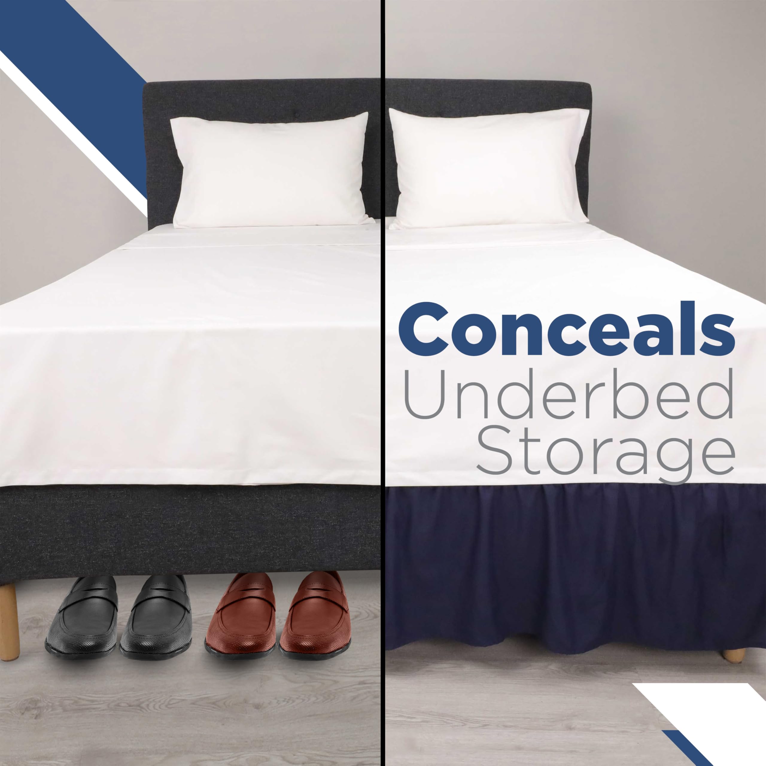 MARTEX Bed Skirt, Polyester, Blue, King - Image 4
