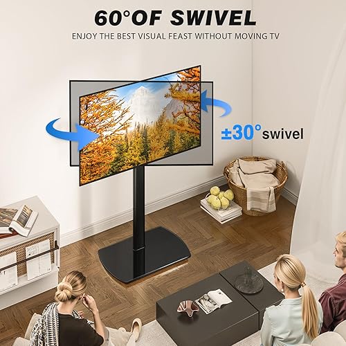 Miniatura 10 de YOMT Soporte de TV con soporte para televisores de pantalla plana de plasma OLED LED de 27 a 65 pulgadas soporte giratorio universal de piso con