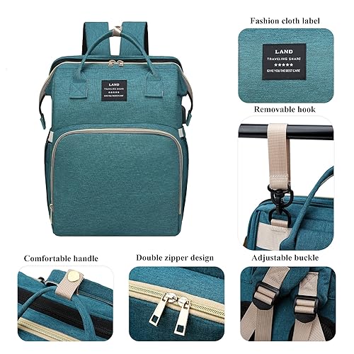Miniatura 8 de Mochila de pañales con estación de cambio, bolsa de pañales plegable de viaje 7 en 1, bolsa de pañales para mamá, estación de cambio, multifunción,