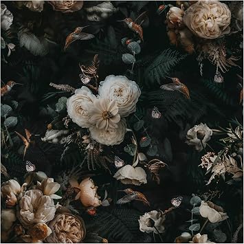 Floralplus Peel and Stick Floral Wallpaper Black Floral Wallpaper