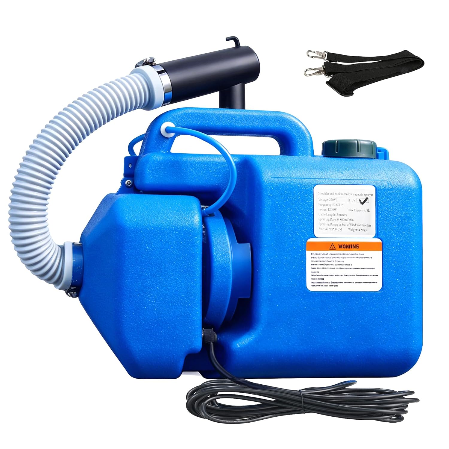 Electric ULV Fogger Sprayer, 8L/2.1Gal 1200W Portable Cold Mist Atomizer with Adjustable Flow Rate, 25-39Ft Spray Range for Home Garden Farm Indoor Outdoor