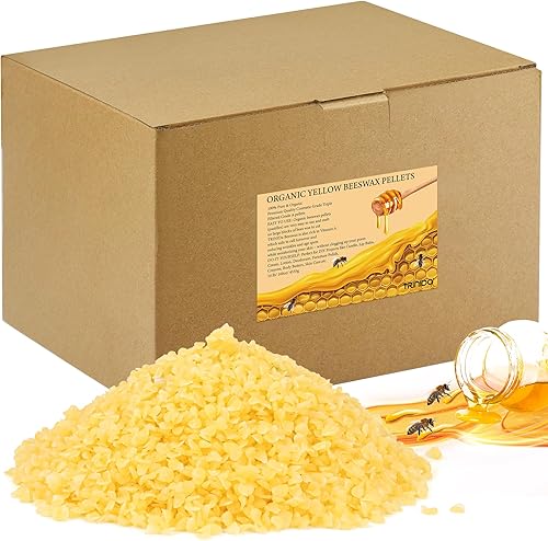 Miniatura 32 de TRINIDa Gránulos de cera de abejas amarillas de 5 libras (80 onzas), pellets de cera de abejas orgánicas para velas de bricolaje, cera de abeja