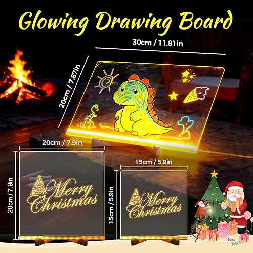 Miniatura 2 de Lumiboards - Tablero de dibujo LED, tablero de notas LED con 7 bolígrafos de colores, tablero de mensajes LED acrílico regrabable creativo con luz,