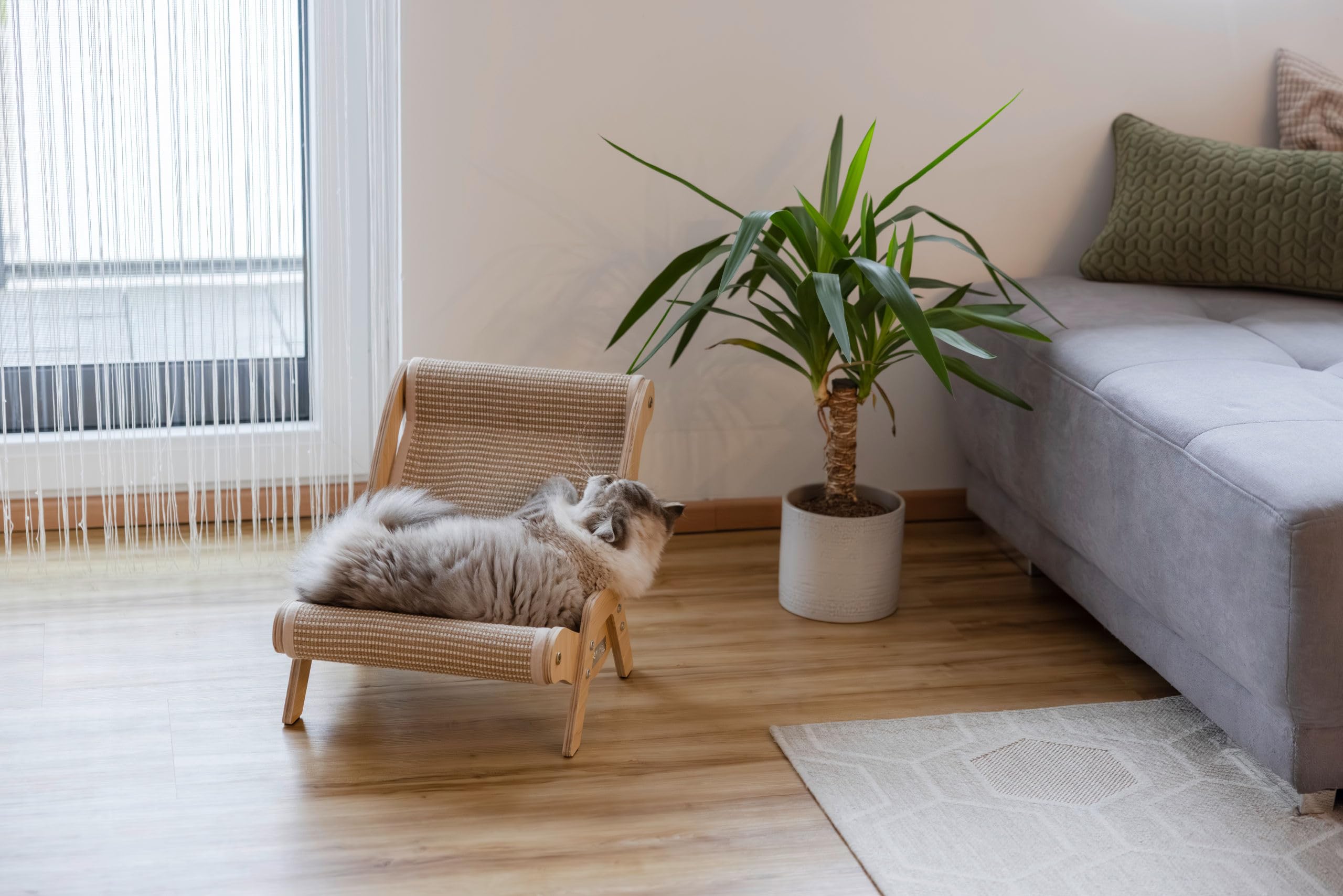 Kerbl Pet Tumbona Sundowner, marrón, 52x37x37 cm, Cama para Gatos, Tumbona para Gatos, Madera, Gatos
