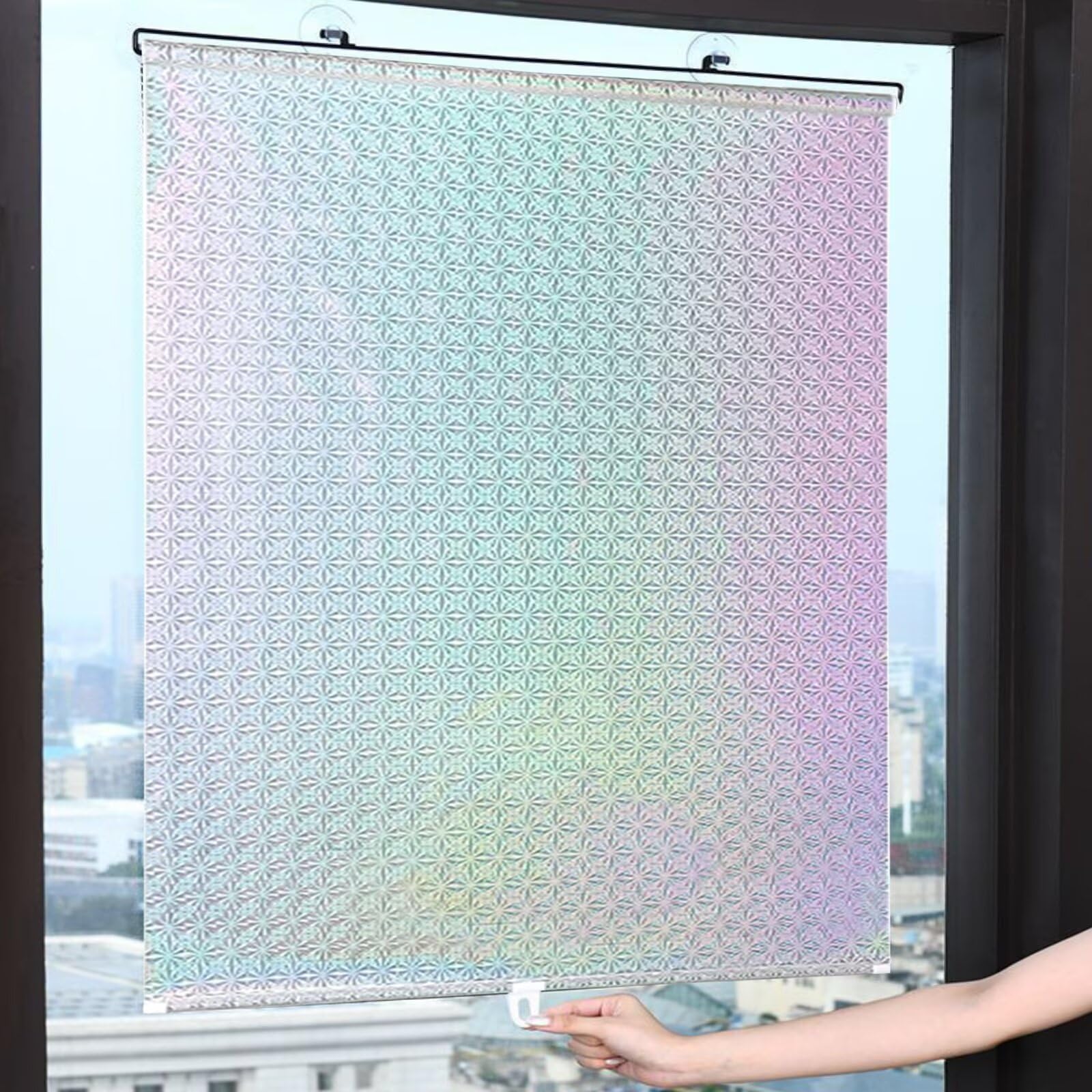 Suction Cup Roller Blind Window Blind Sun Protection Blackout Roller Blind Privacy Screen and Sun Protection No Drilling Required (Grey, 40 x 125cm)