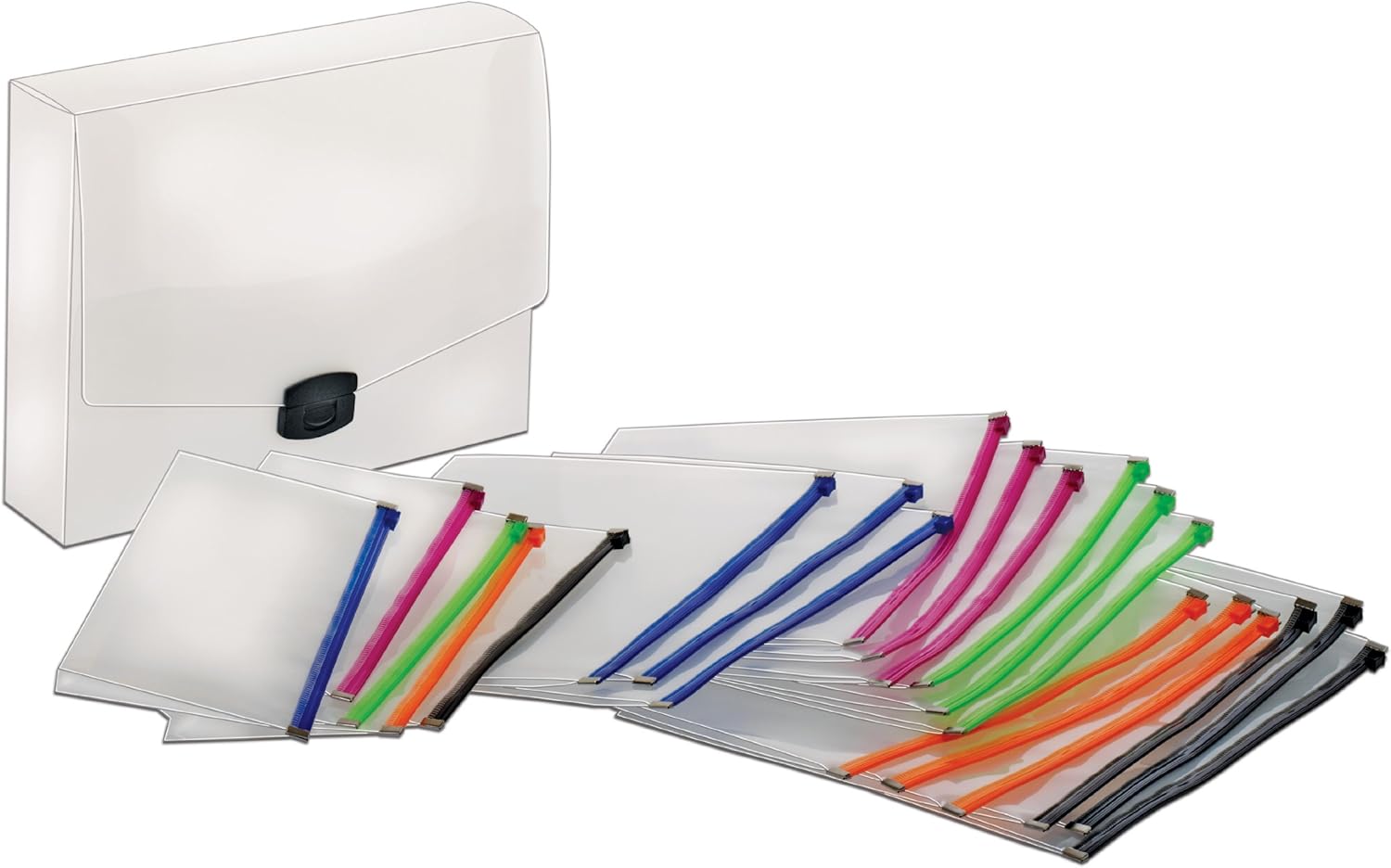 Globe-Weis/Pendaflex Poly Zip Files, 15 Letter Size, 5 Check Size, Assorted Colors (84200)
