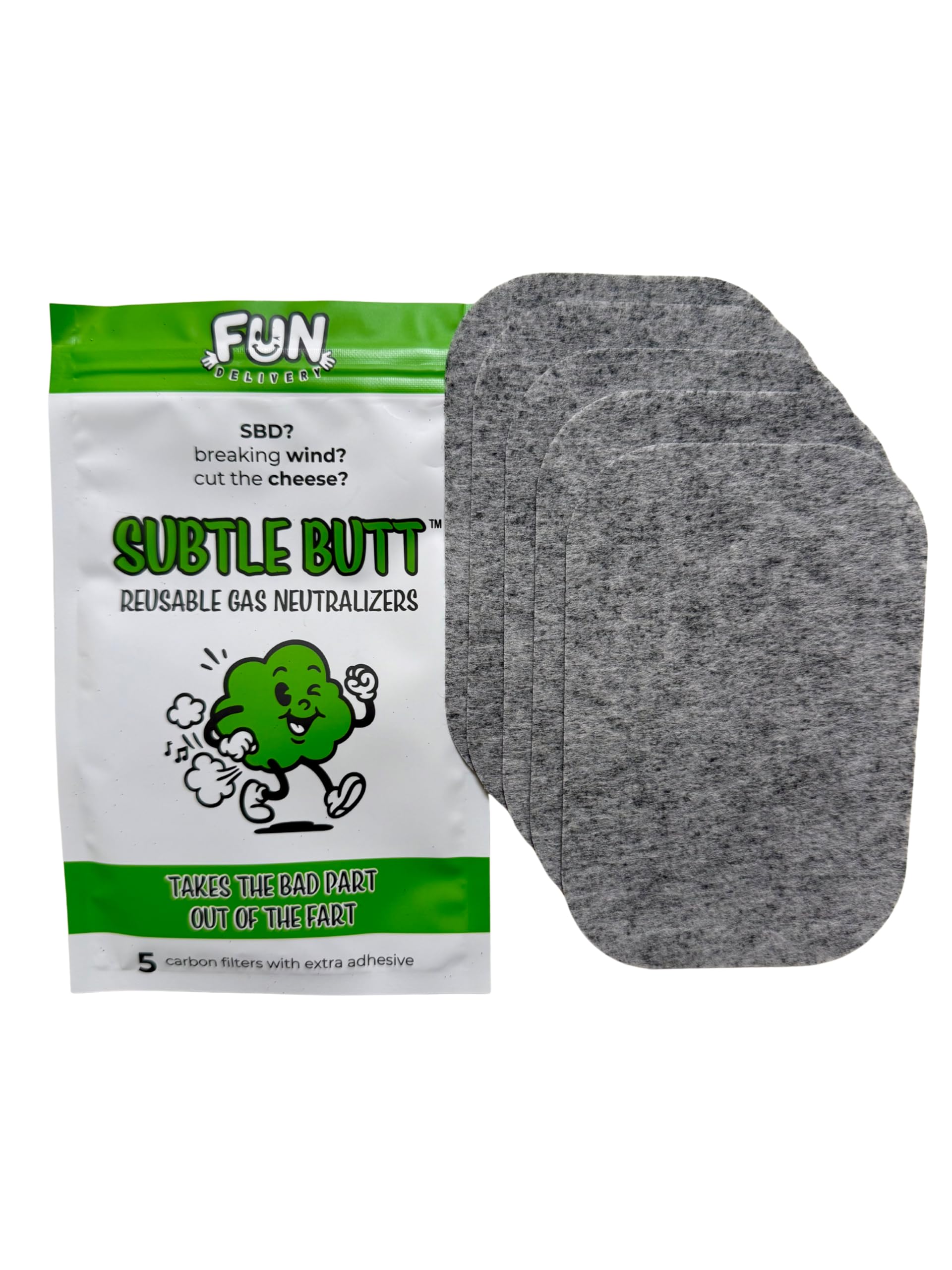 Fashion First Aid Subtle Butt: Reusable Gas Neutralizers (5 Activated Carbon Fart Pads)