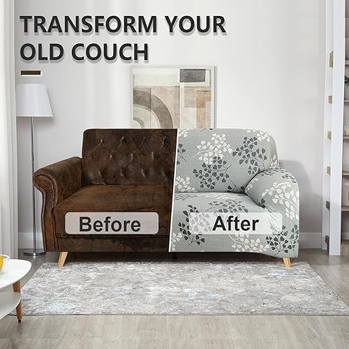 Miniatura 4 de Funda elástica para sofá de 1 pieza, funda para sofá de 2 cojines, apta para mascotas y perros, con 2 fundas de almohada, protector de muebles (2