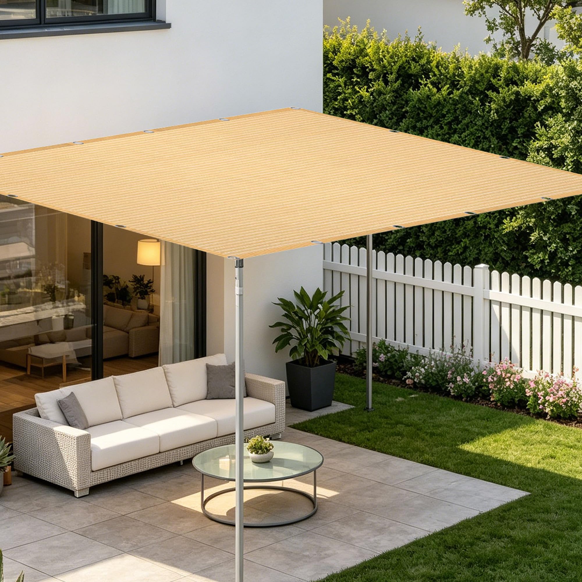 Red de Sombra Toldo Protección Solar Jardín 1.4x1.9 m Crema
