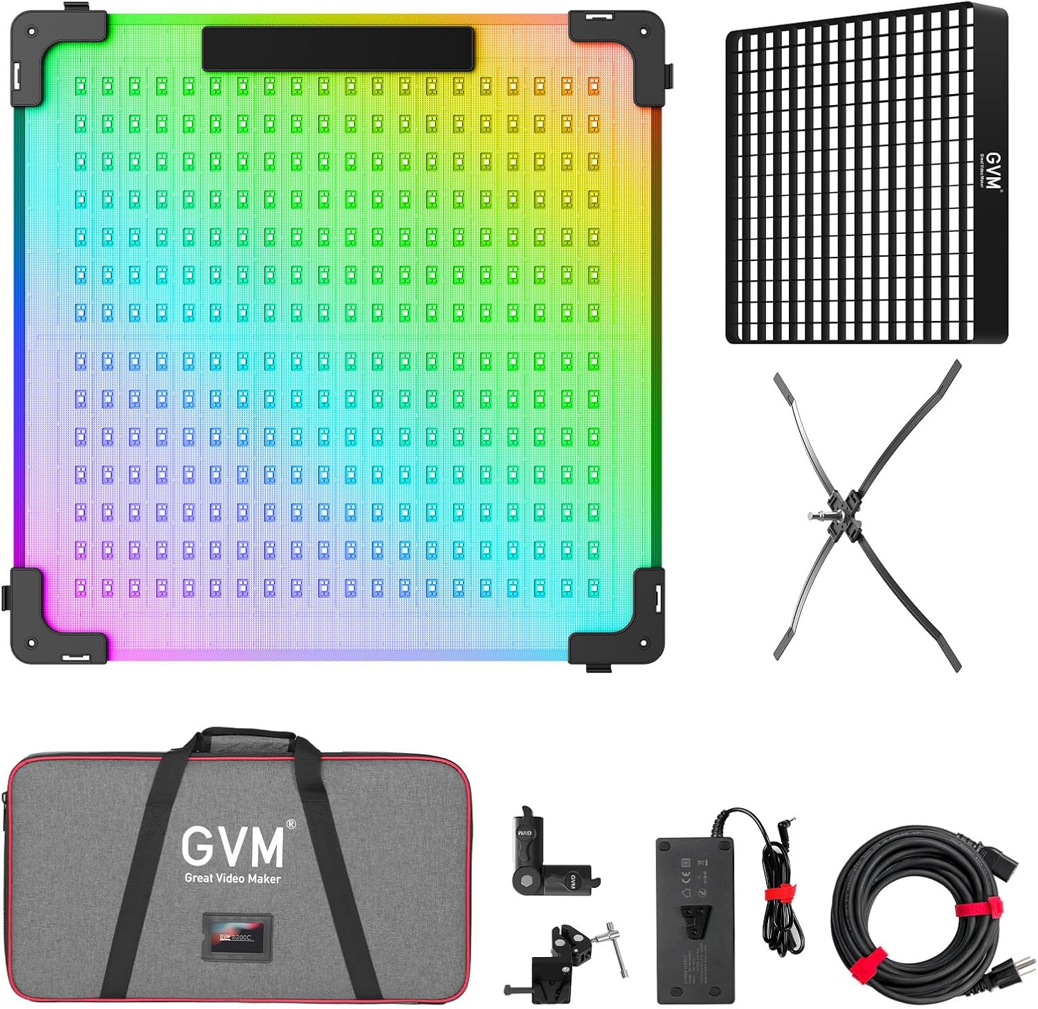 GVM 200W Flexible Led Panel Light Mat with Bluetooth Control, RGB Video Light with Softbox, 2000K-10000K Foldable Photography Light, 16 Kinds Lighting Scene, 1400pcs Led Beads, 23.62 * 23.62 inch