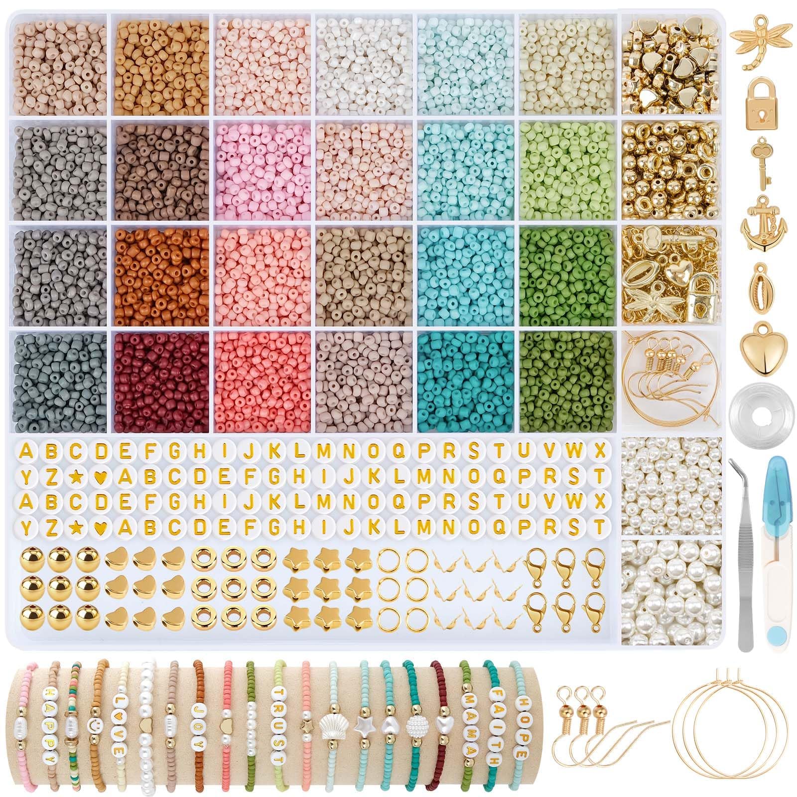 I LOVE MOM 12000+ Perle pour Bracelet, 3mm Perles pour Bijoux kit