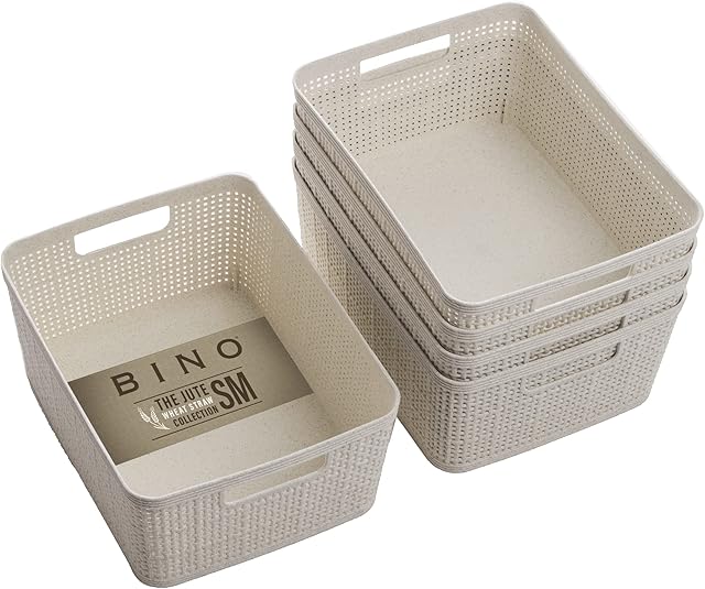 5PK SM 10X7X4 JUTE RATTAN BASKET KITCHEN IN WHEAT STRAW