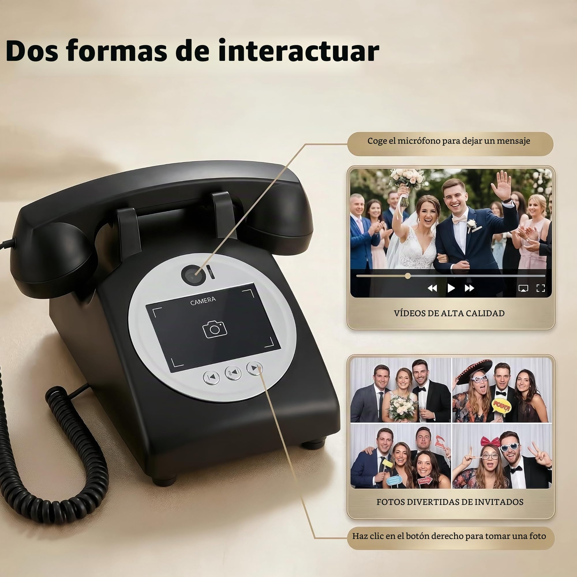 RetroVox Libro de visitas de Video y Audio, Libro de visitas para teléfono de Boda (B Azul)