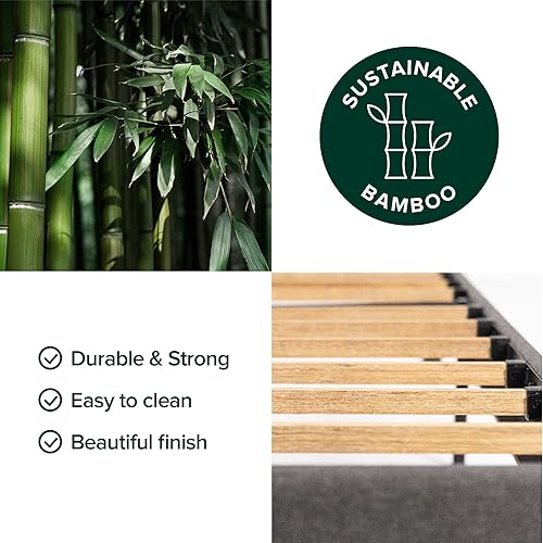 Miniatura 5 de ZINUS Cambril - Base de cama tapizada con listones de bambú sostenibles, no necesita somier, base de colchón, fácil montaje, tamaño Queen