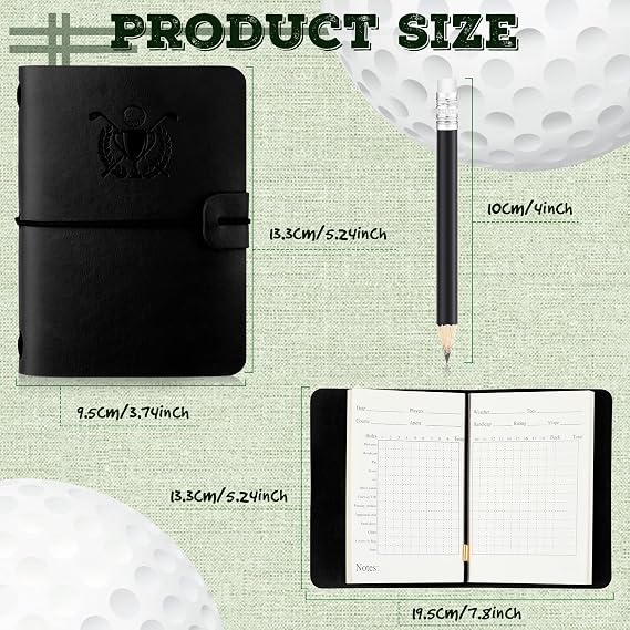 Yexiya Golf Scorecard Book with Pencil Fathers Day Dad Gifts Leather Golf Journal Scorecard Holder Accessories Notebook Log Book Pocket Scorebook Gift for Men Golfers, Sports Outdoor Club