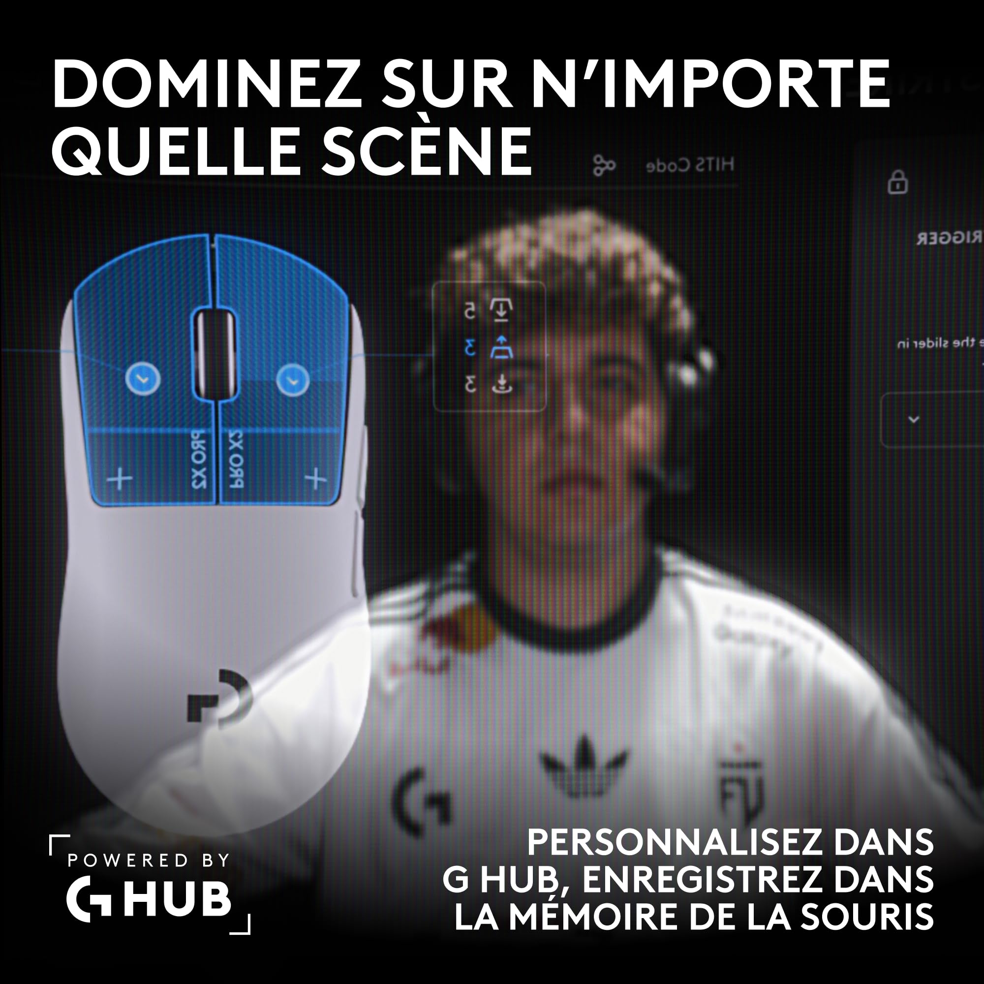 Logitech G Pro X2 SUPERSTRIKE Lightspeed Souris Gaming sans Fil, Ultra Rapide, extrêmement légère (61 g), haptique de clic Personnalisable, Recharge USB-C, pour PC/Mac/Laptop, German packaging - Blanc