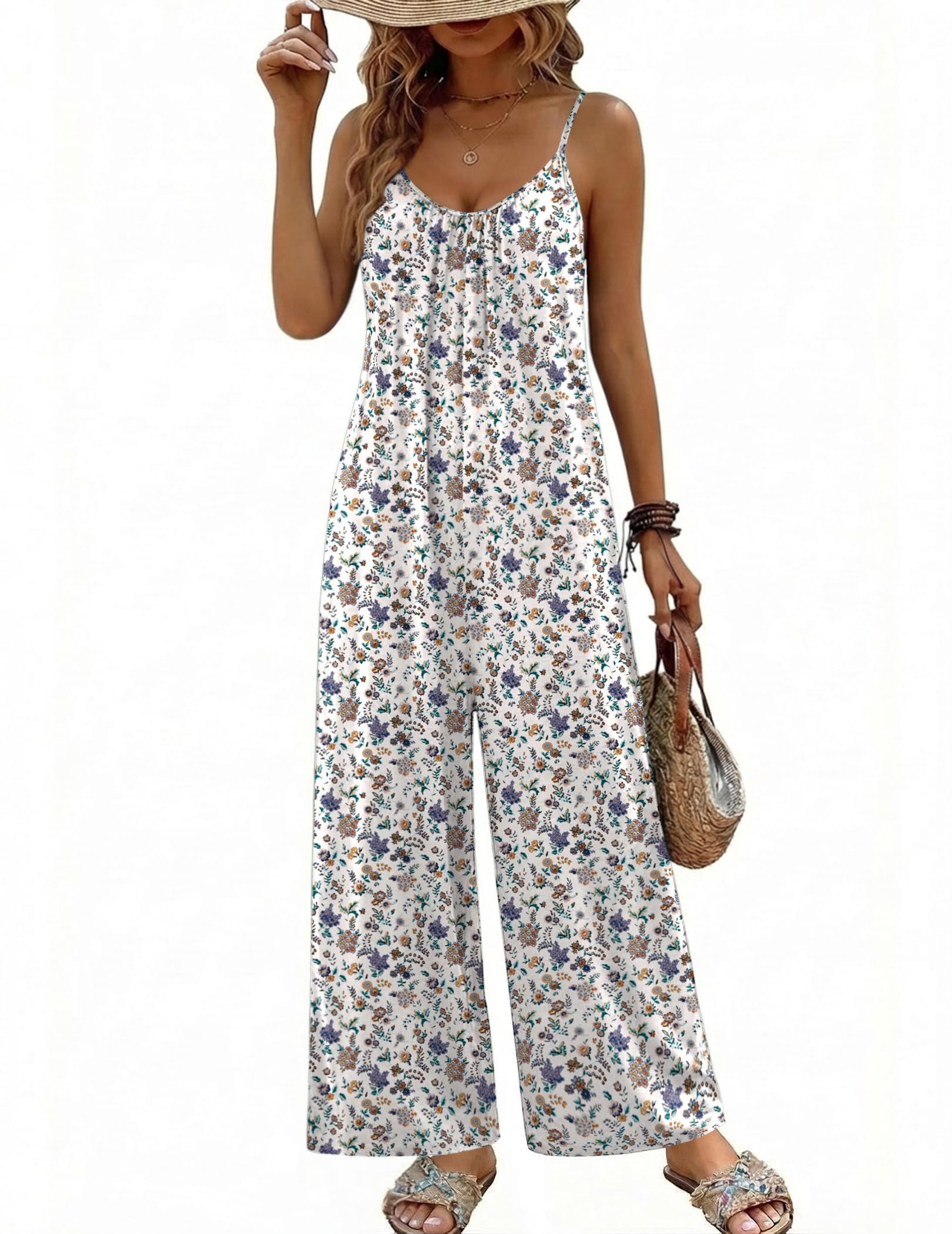 ekouaer Wide Leg Jumpsuits for Women Casual Overalls Sleeveless Vacation Outfits One Piece Boho Printed Romper with Pocket-picture-41