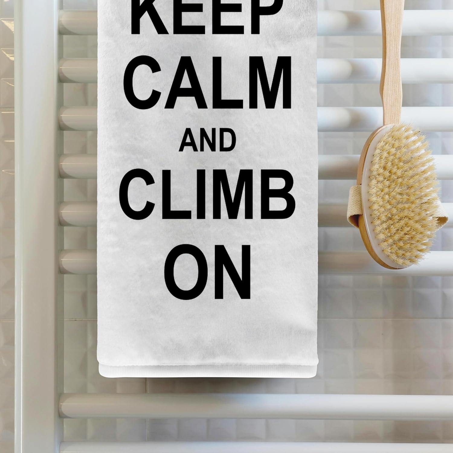3dRose Keep Calm and Climb on - Carry on Climbing - Gift for Rock Climbers - Black Fun Funny Humor Humorous 22x30 Bath Hand Pool Towel