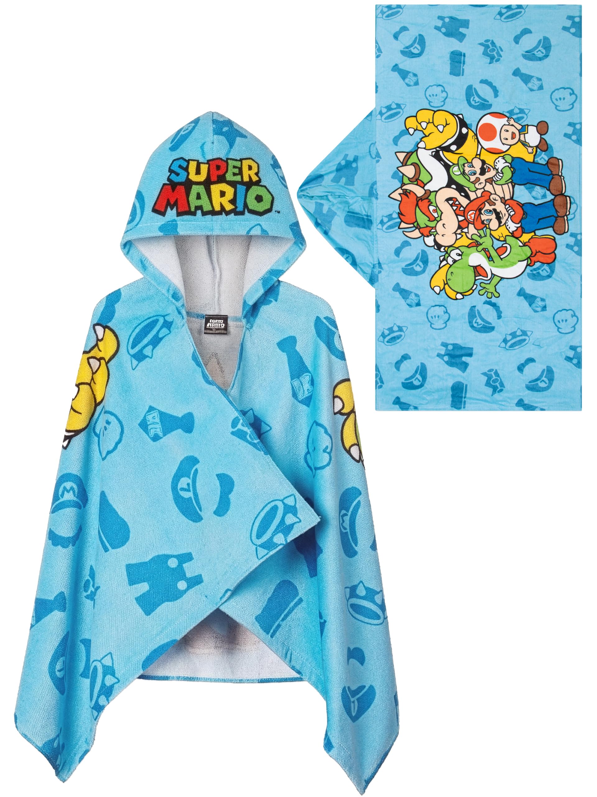 Super Mario Boys Beach Towel, Wrap Swimming Towel For The Pool, Hooded Towels For Kids, Wearable Bath Towels, Blue One Size