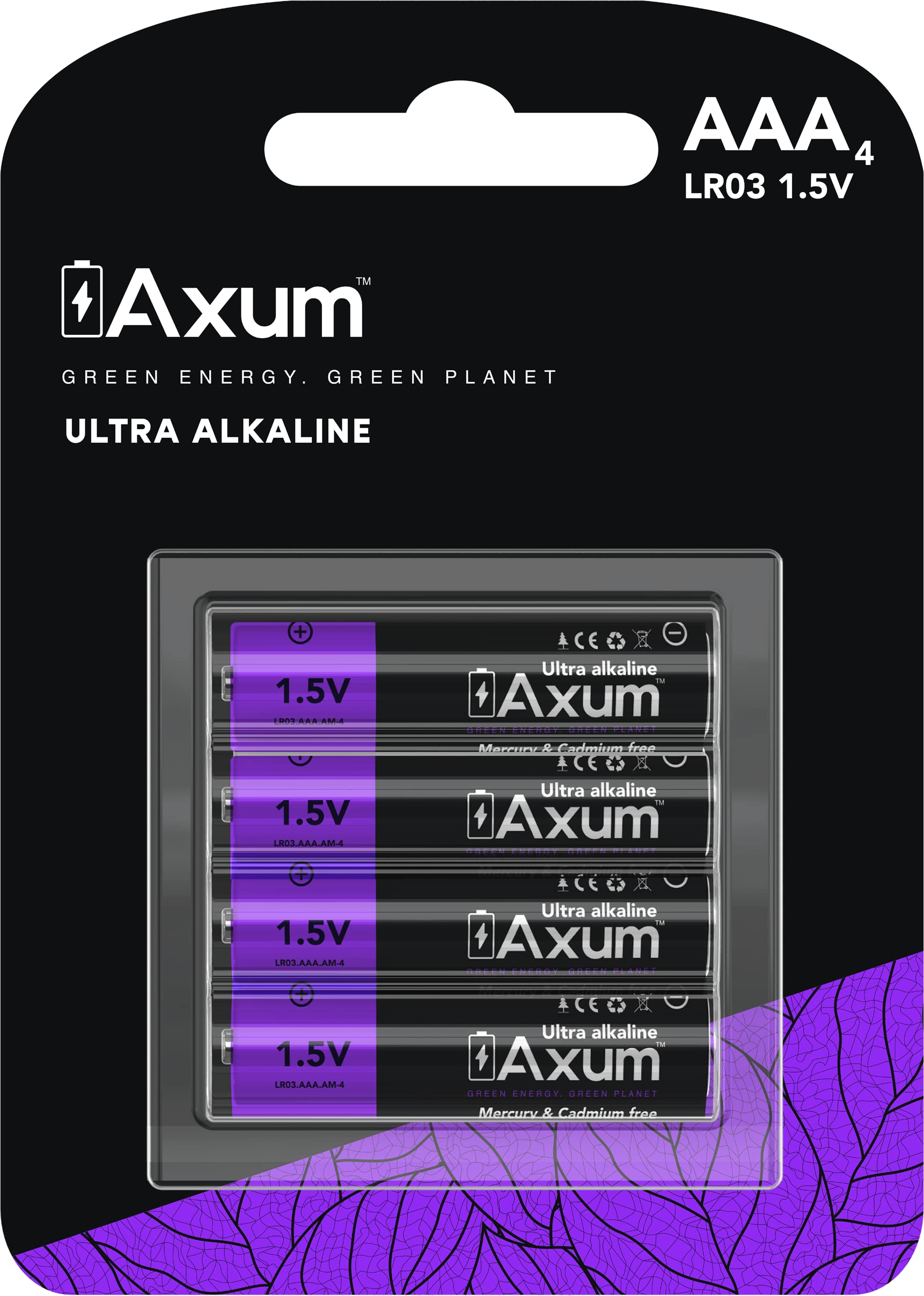 soil Axum Ultra Alkaline AAA Batteries 4-Pack - LR03 1 5v Long Lasting Power of Devices Electronics Affordable
