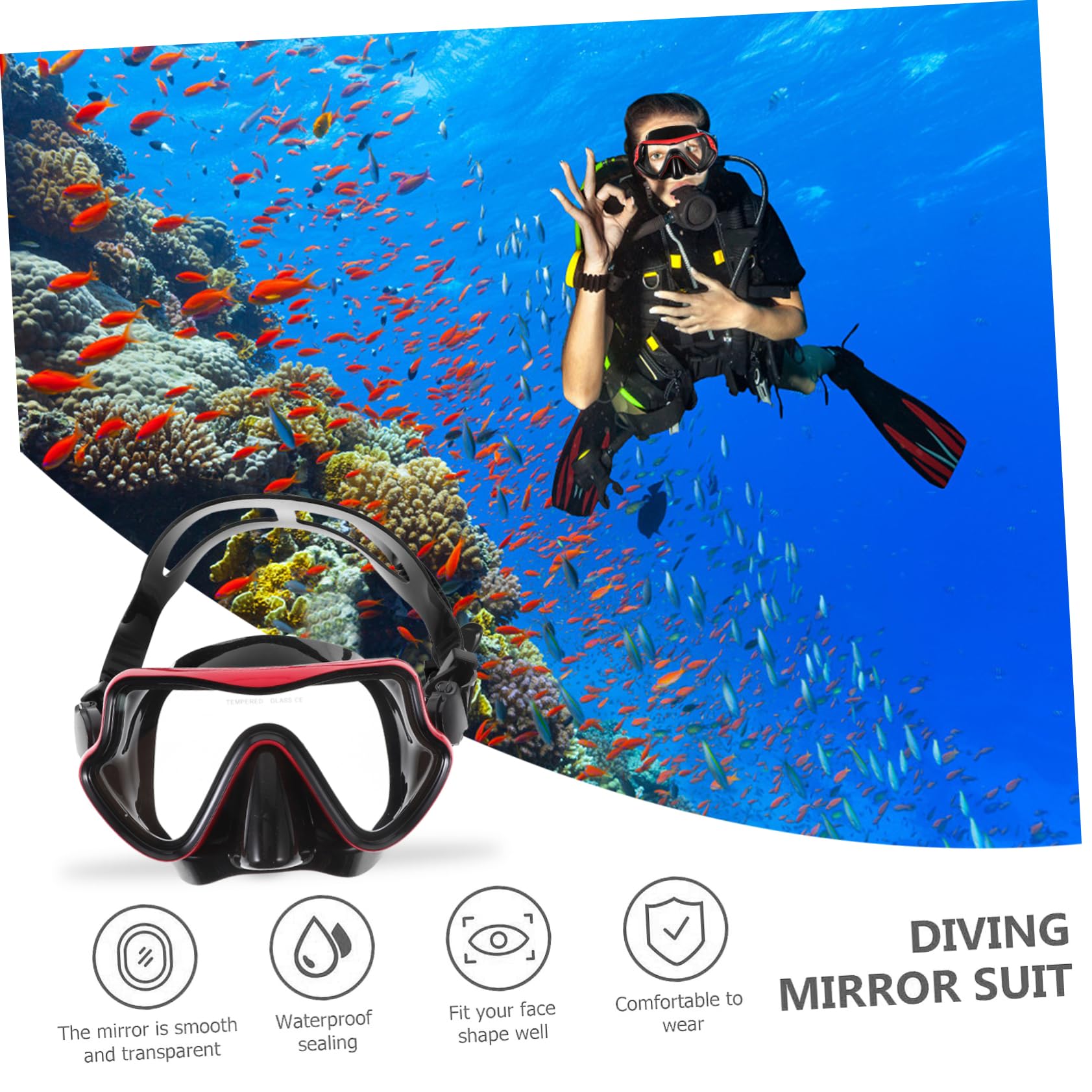 BESTonZON 1Set Adult Snorkeling Gear Set Compact Lightweight Snorkel Mask with Durable Design for Comfortable Fit and Watertight Seal for Diving and Swimming Activities