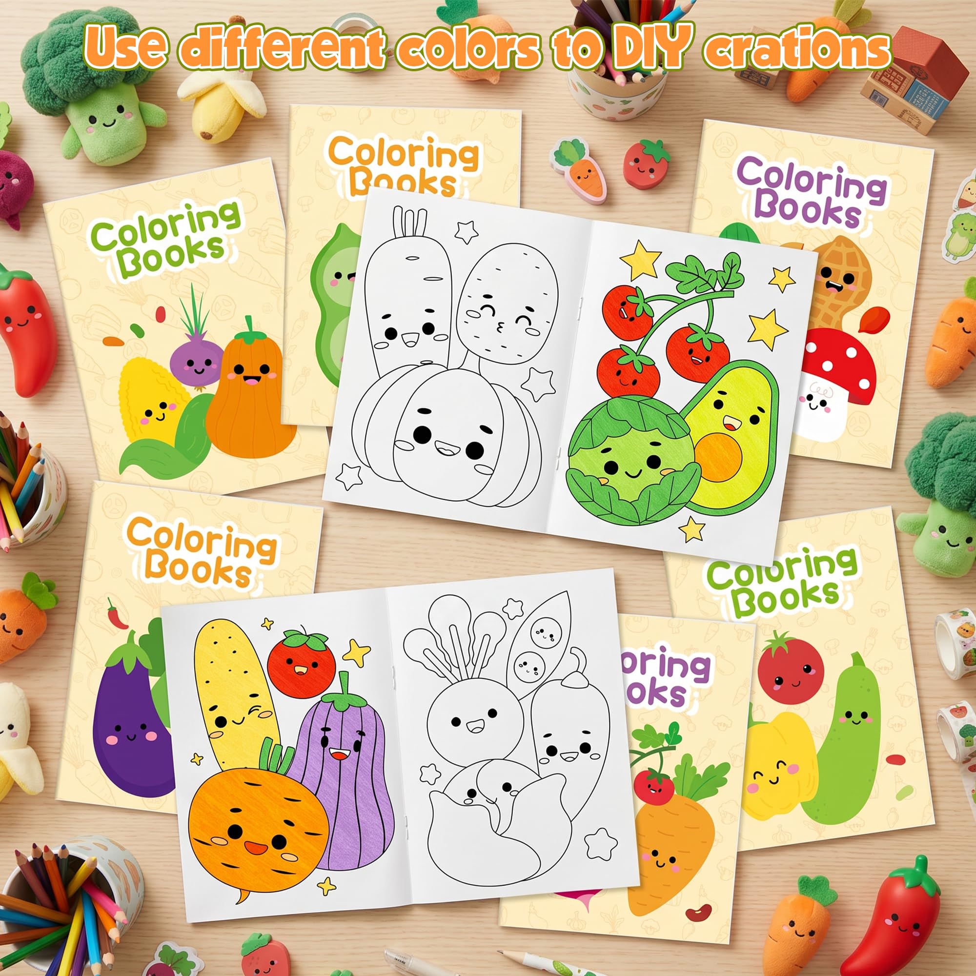 96 libros para colorear vegetales para niños, fiestas, recuerdos escolares, recompensa