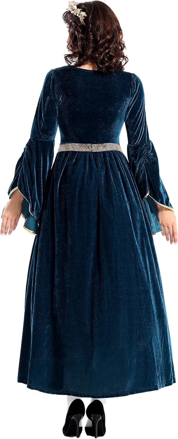 Women Renaissance Dress Medieval Costume for Women Long Dress Plus Size Velvet Queen Dresses Halloween Costume - Image 3