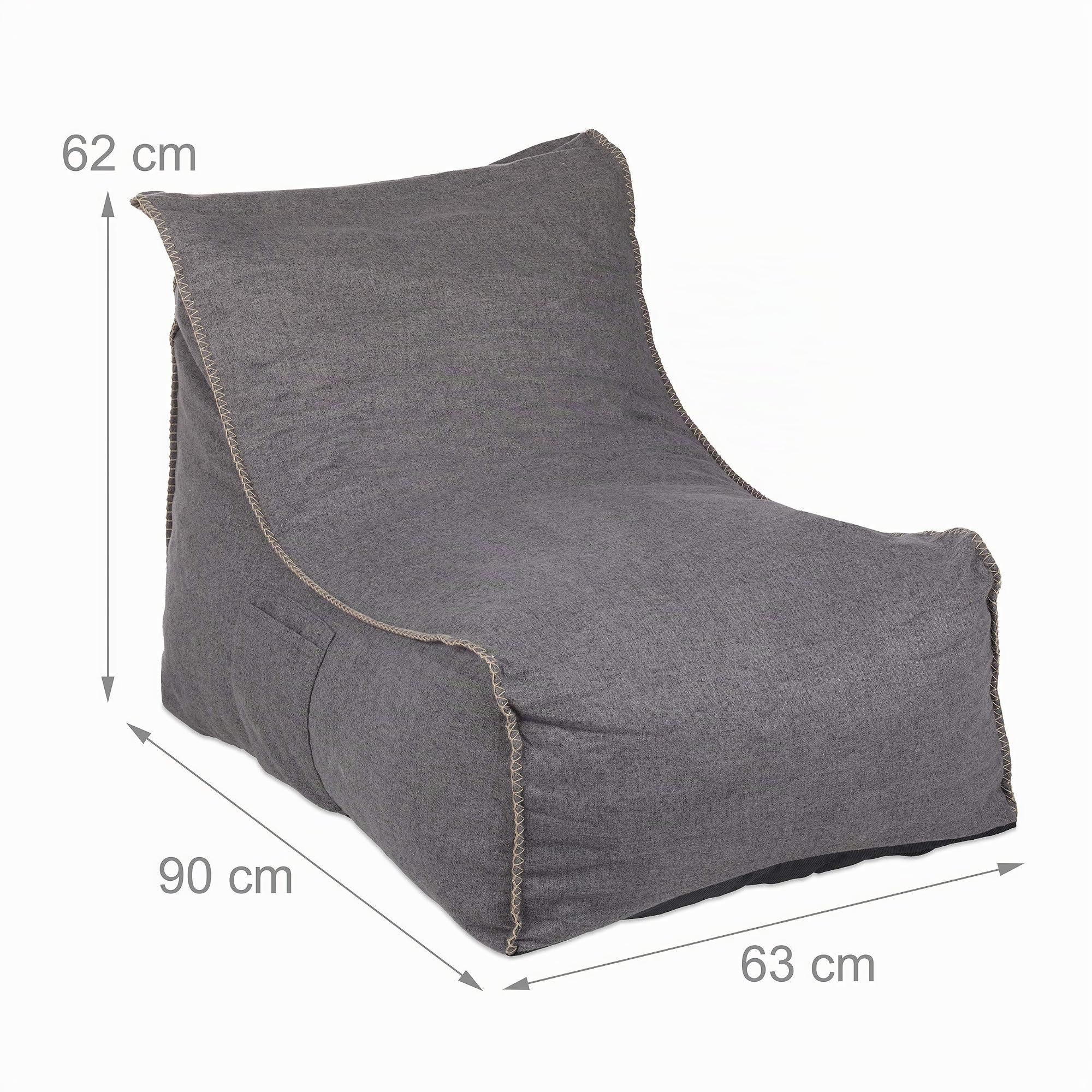 Relaxdays Pouf Poire, avec Dossier, Coussin Sol XXL, Adultes, Doux, intérieur, Mousse, siège géant, Gris