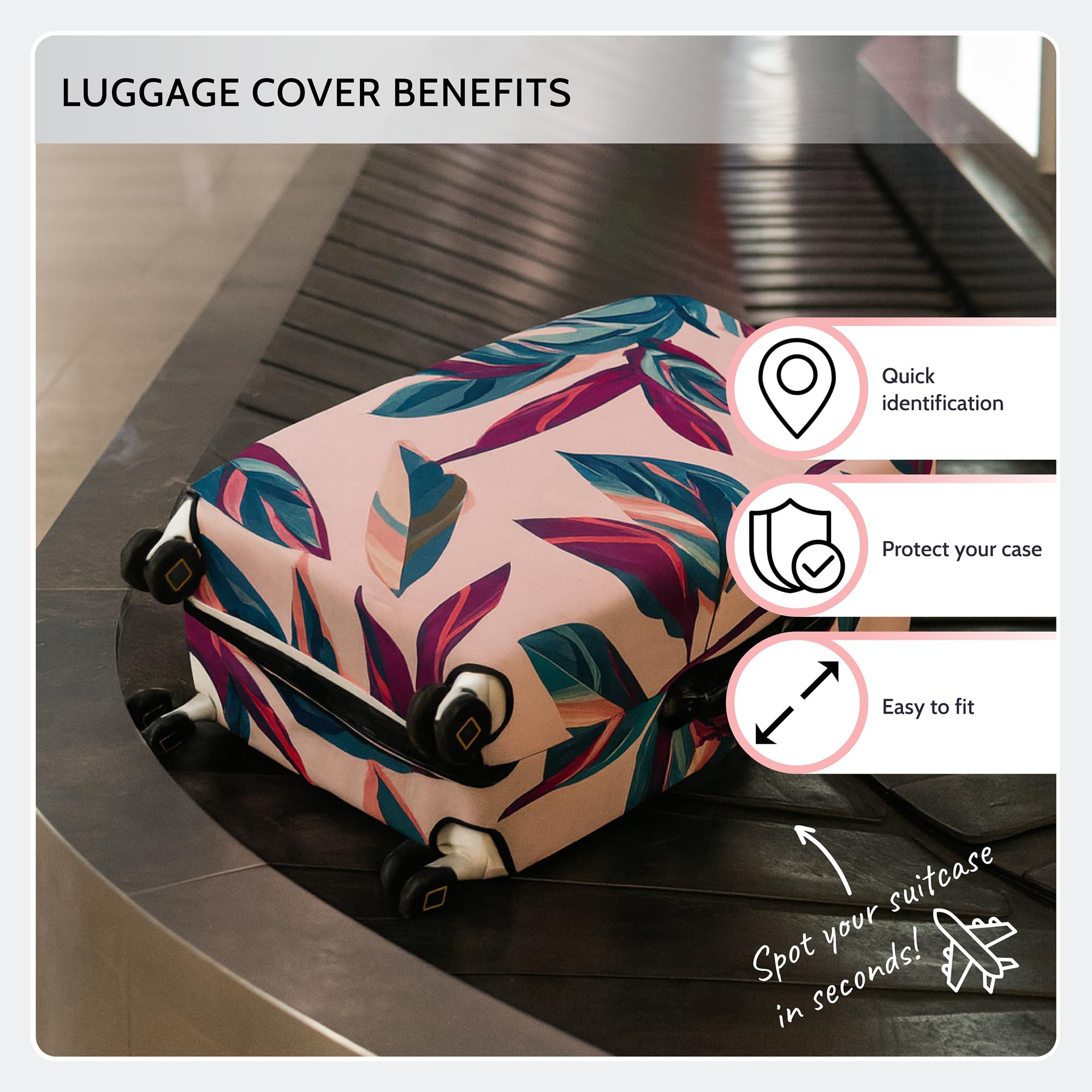 Periea Luggage Covers for Suitcases – Suitcase Cover – Premium Elasticated Material – Small, Medium, Large or Extra Large — view 6
