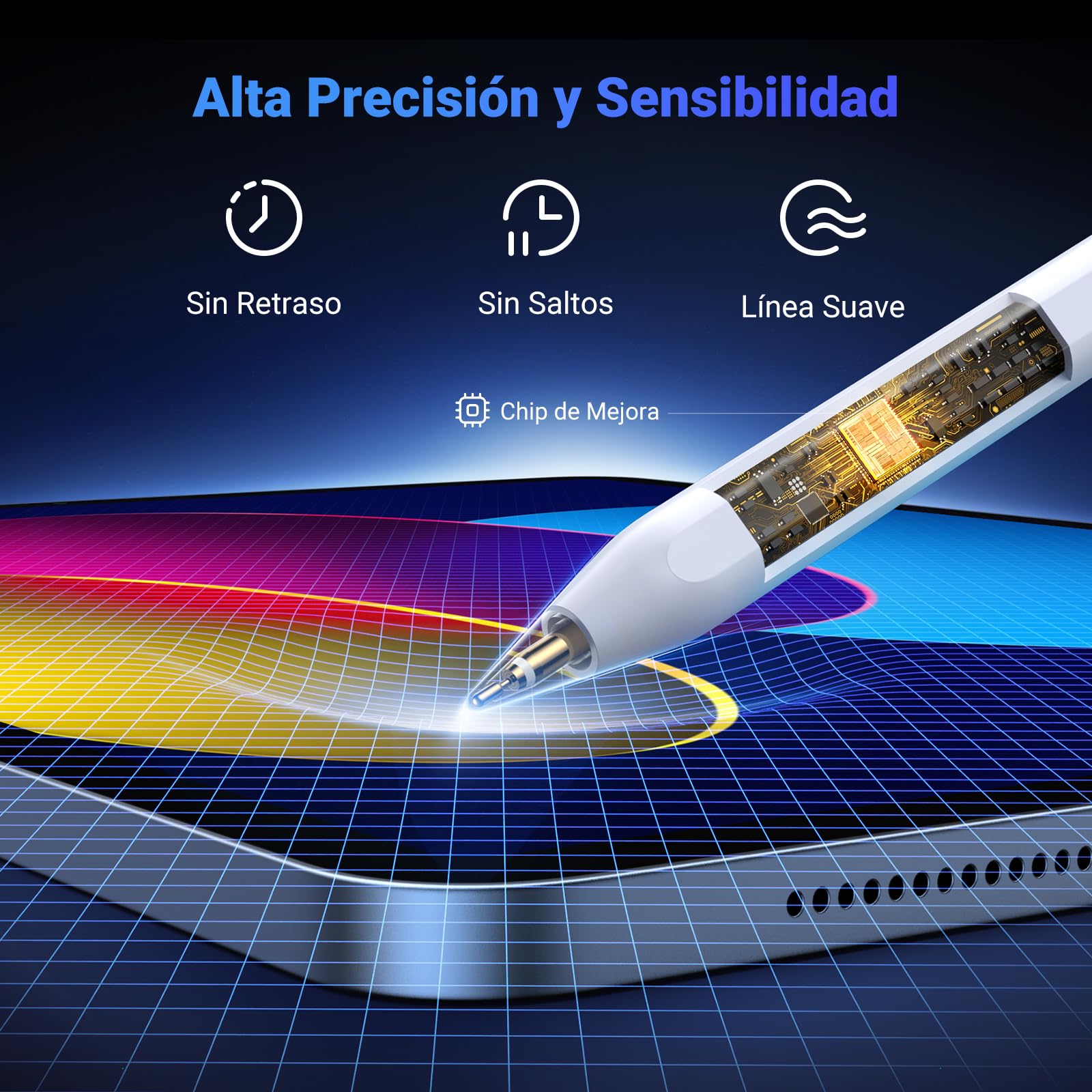 UGREEN Lápiz para iPad Carga Inalámbrica, Pencil Magnético para Tableta con Rechazo de Palma y Sensible a La Inclinación Compatible con Pro 12.9/11" 2018-2022/Air 4/5/10/Mini 6