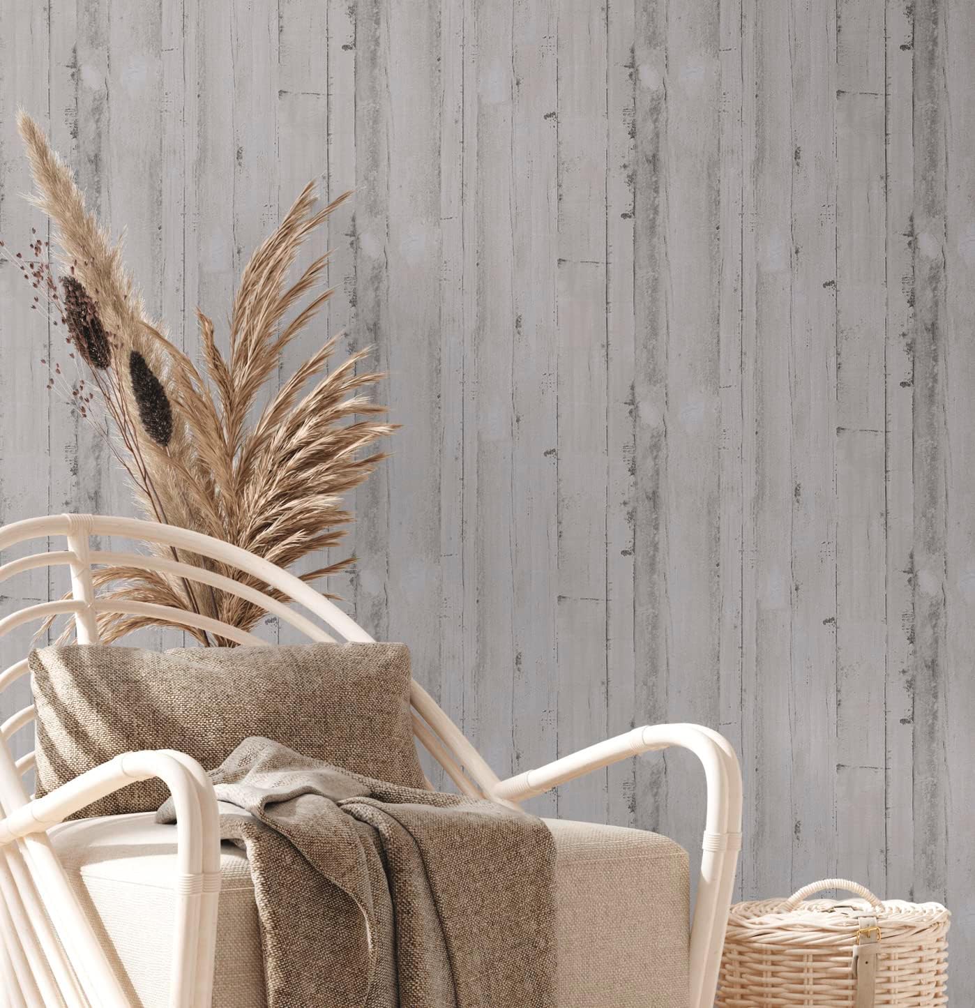 A.S. Création Natural Living 385022 Non-Woven Wallpaper Wood Look Vintage 10.05 x 0.53 m Made in Germany Grey
