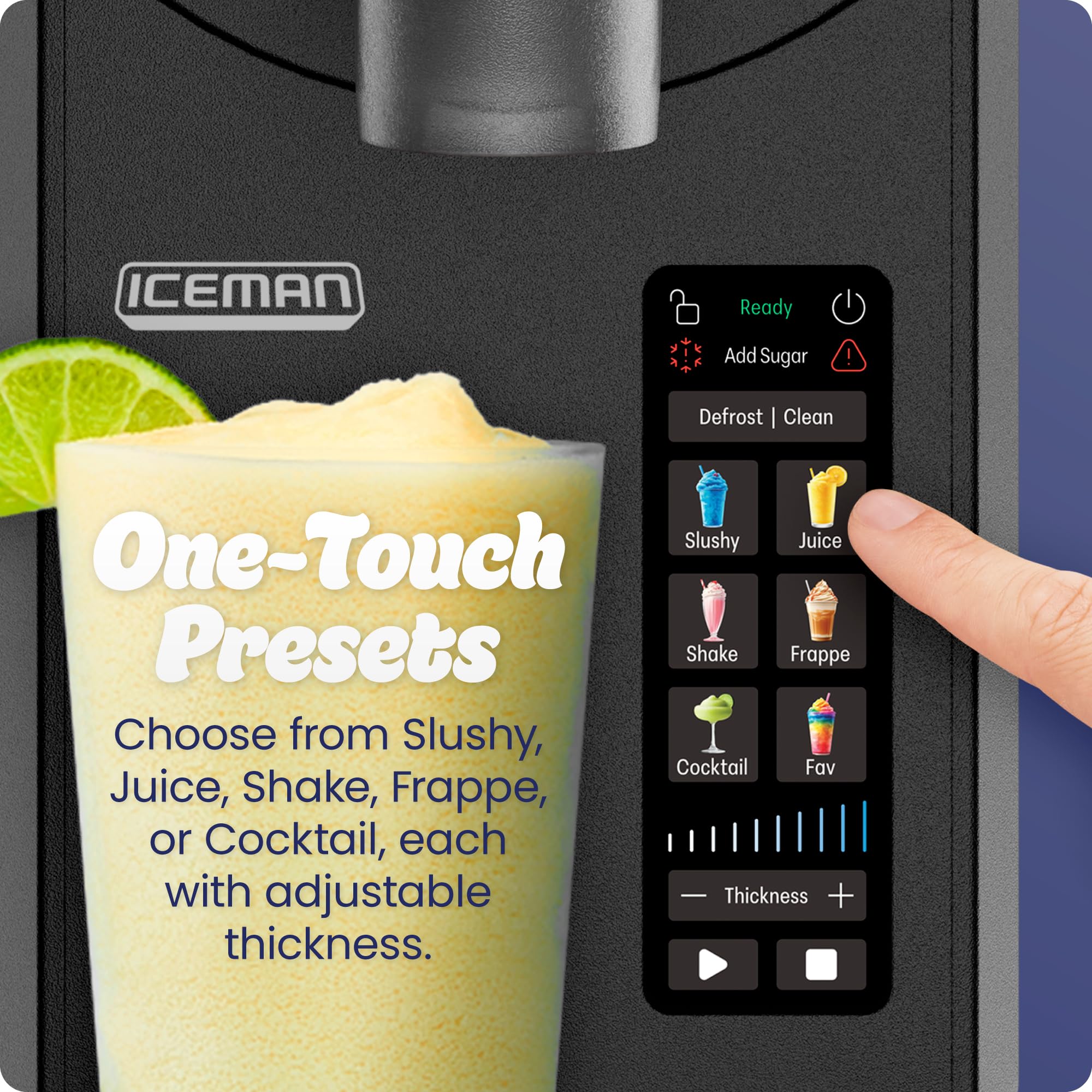 Iceman od Chefman Slush-Ease MAX Slushie Machine, ekspres do mrożonych napojów 2550 ml i maszyna do slushy z 5 ustawieniami i wyświetlaczem LED, nie wymaga lodu, idealny do mrożonych margarit, frappów